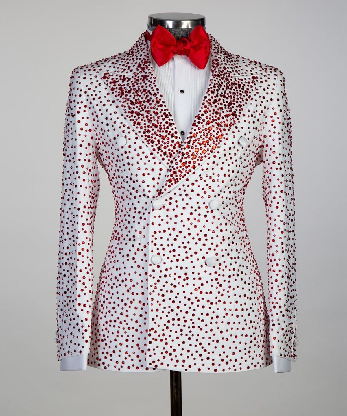Men's Suits Tailored One Piece Sequins Blazer Peaked Lapel One Button Sparkly Wedding Slim Red Diamonds Custom Made Plus Size