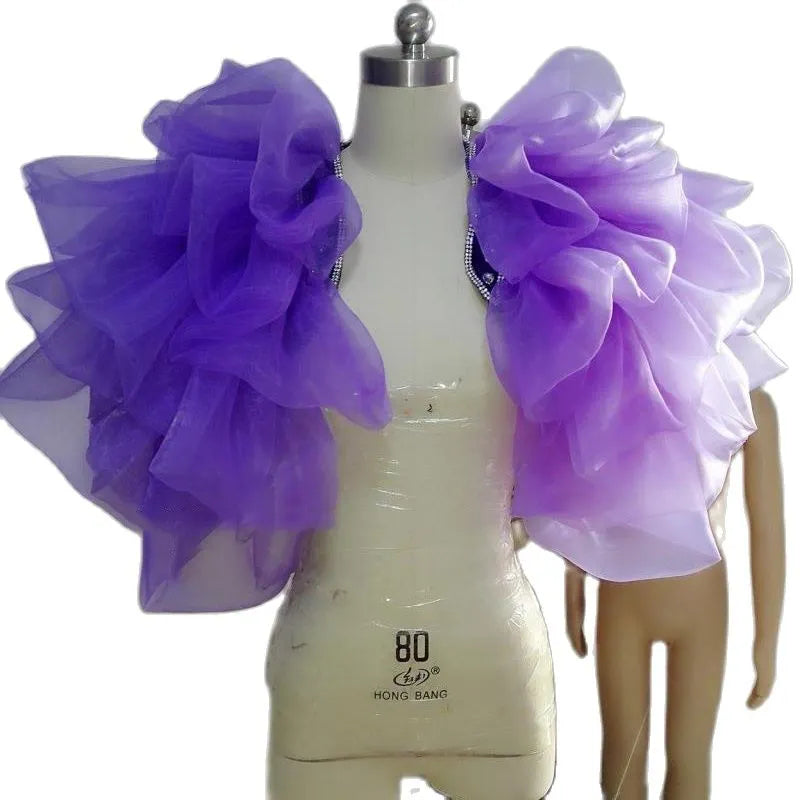 Mesh Lace Waistcoat Nightclub DJ Singer Dancer Stage Wear Women Dance Team Jazz Costume Stage Performance Accessories 