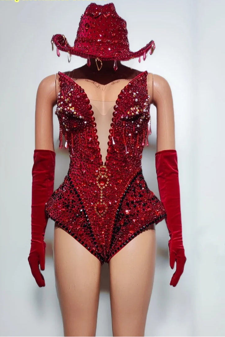 Millions Of Full Diamonds Multi-Color Tight And Sexy Jumpsuits Gloves Hats Parties Nightclubs Bars Performance Costumes