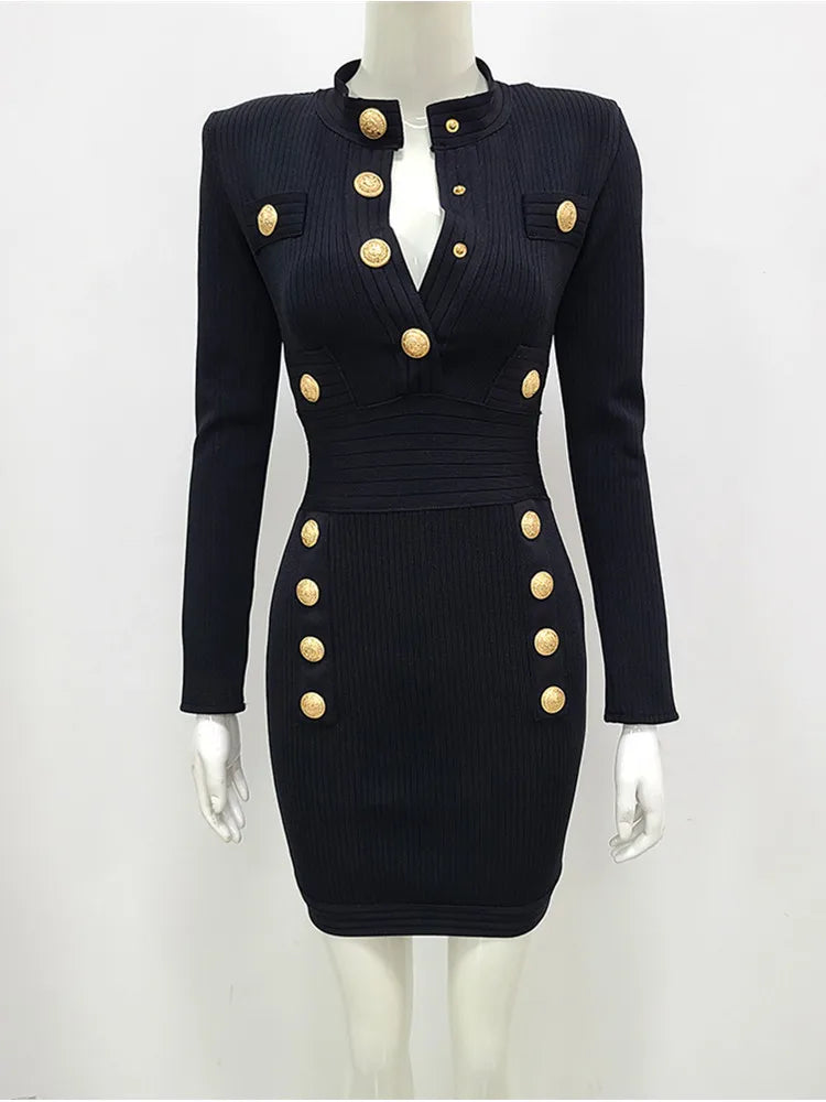 New Style Sexy Long Sleeve Key Hole Button Pink Mini Women Bodycon Bandage Dress Elegant Evening Club Party Dress