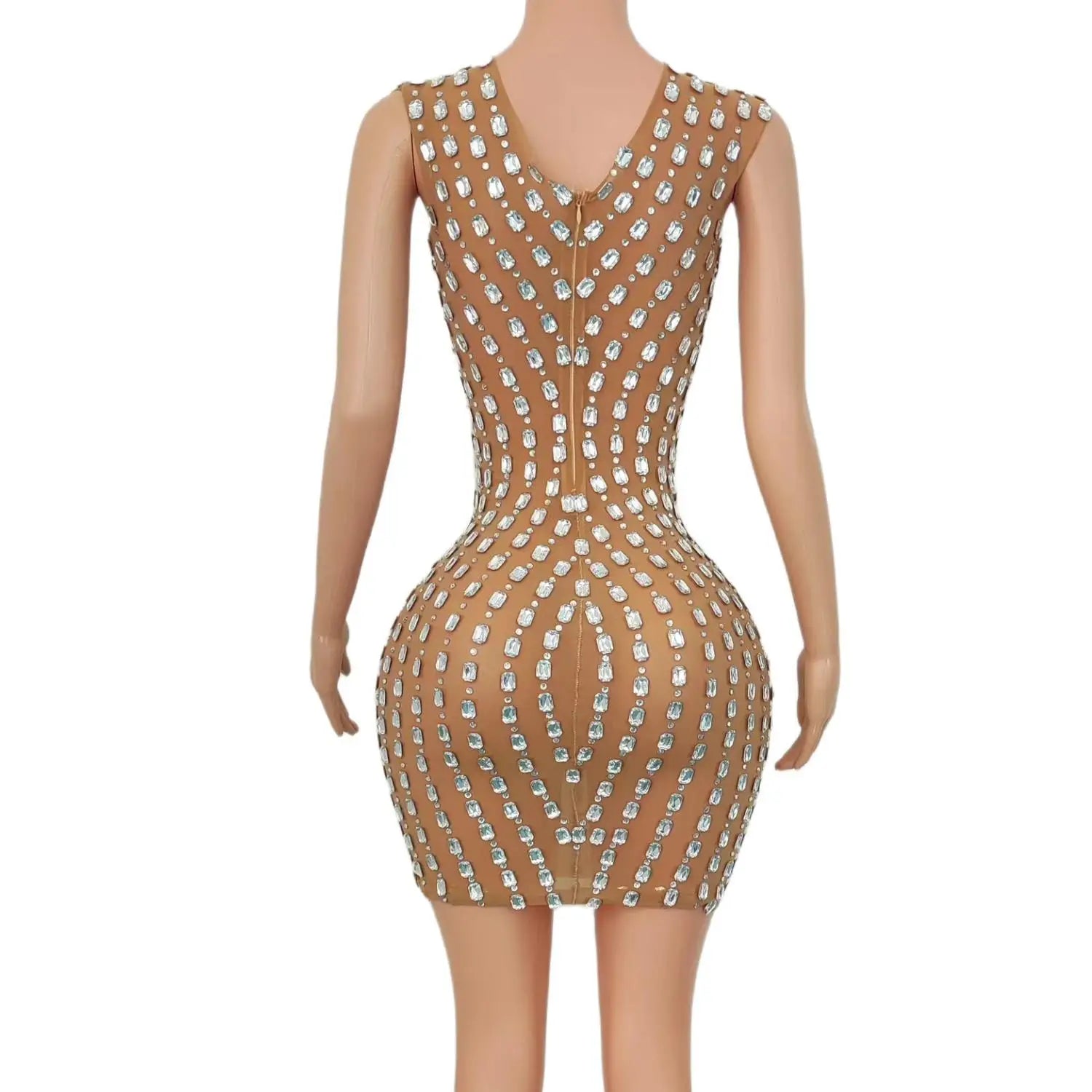 New Womens Sexy Dresses Fashion Sheer See Through Birthday Party Gowns Sparkly Beaded Black Girls Short Prom Dresses