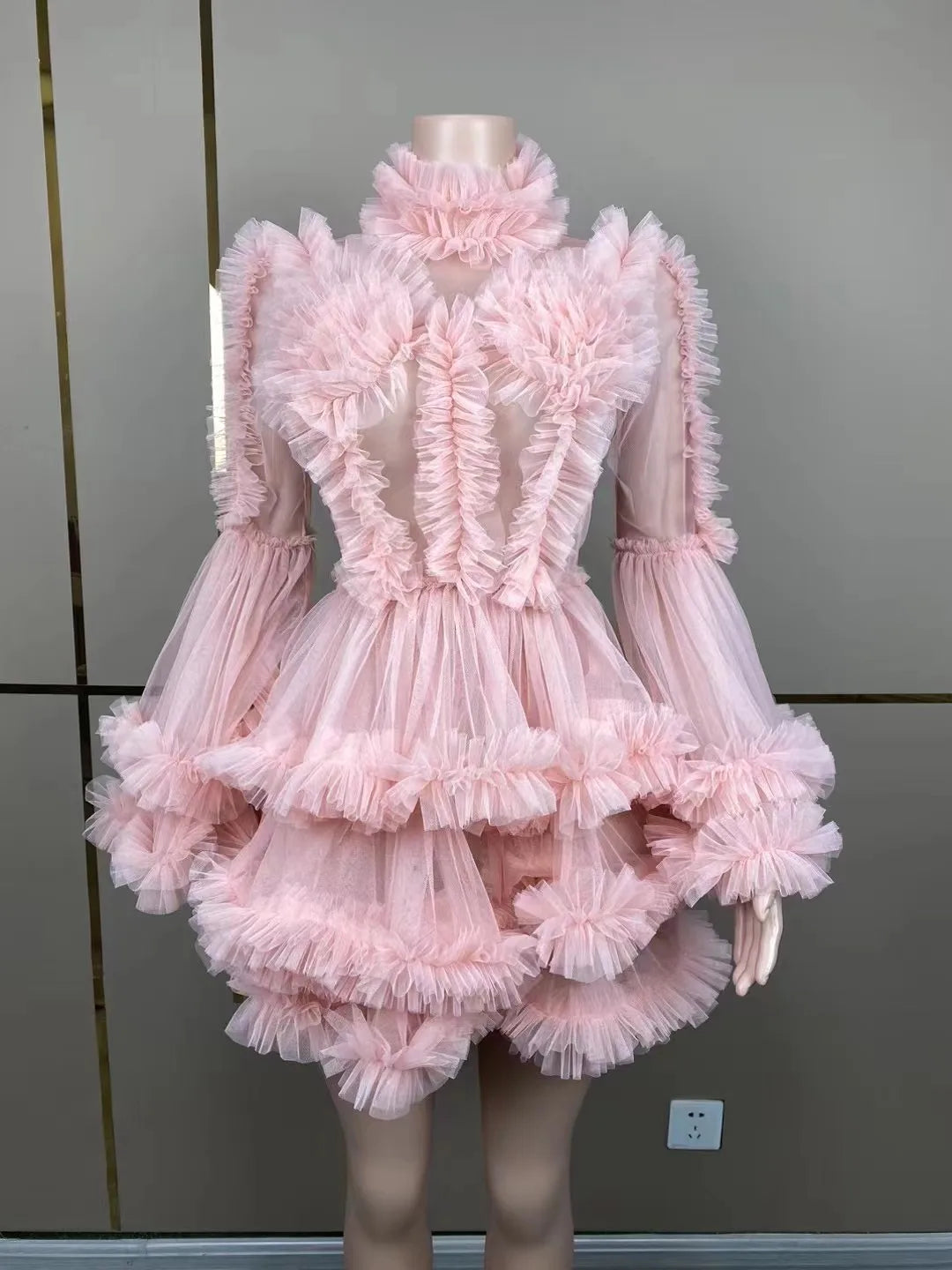 New Design Pink Tube Tutu Mesh Dresses for Women Sexy Birthday Party Prom Evening Dress Photo Shoot Wear