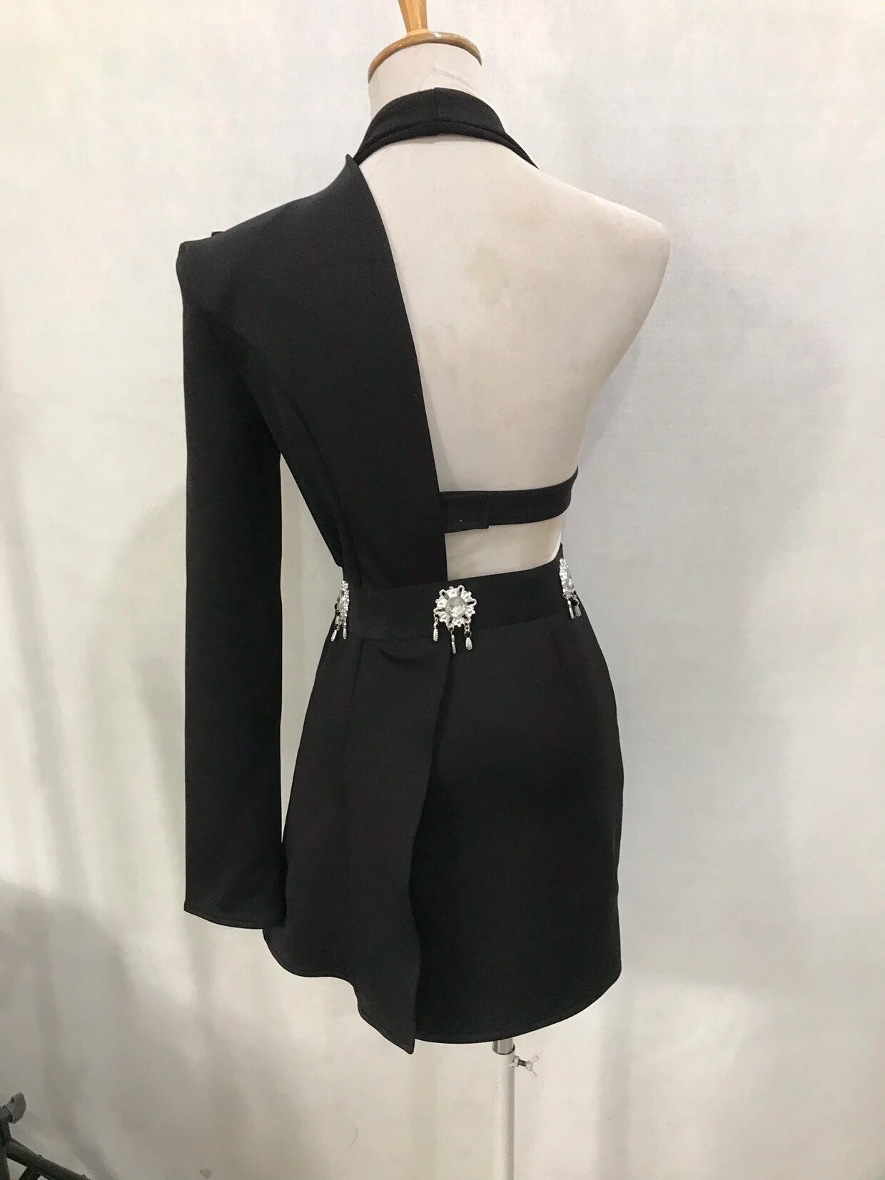 Red Black Sexy Party Asymmetric Short Skirt Set Bar Singer Korean Dance Team Costume Bra+Skirt+Coat+Belt 4 Piece Stage Outfits