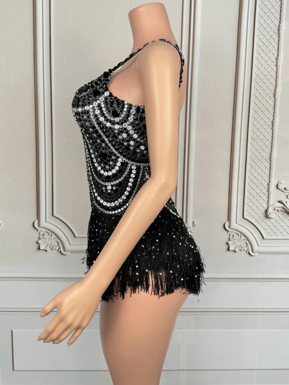 Sparkly Rhinestones Tassels Bodysuit for Women Sexy Show Performance Dance Costume Nightclub Outfit Singer Dancer Stage Wear