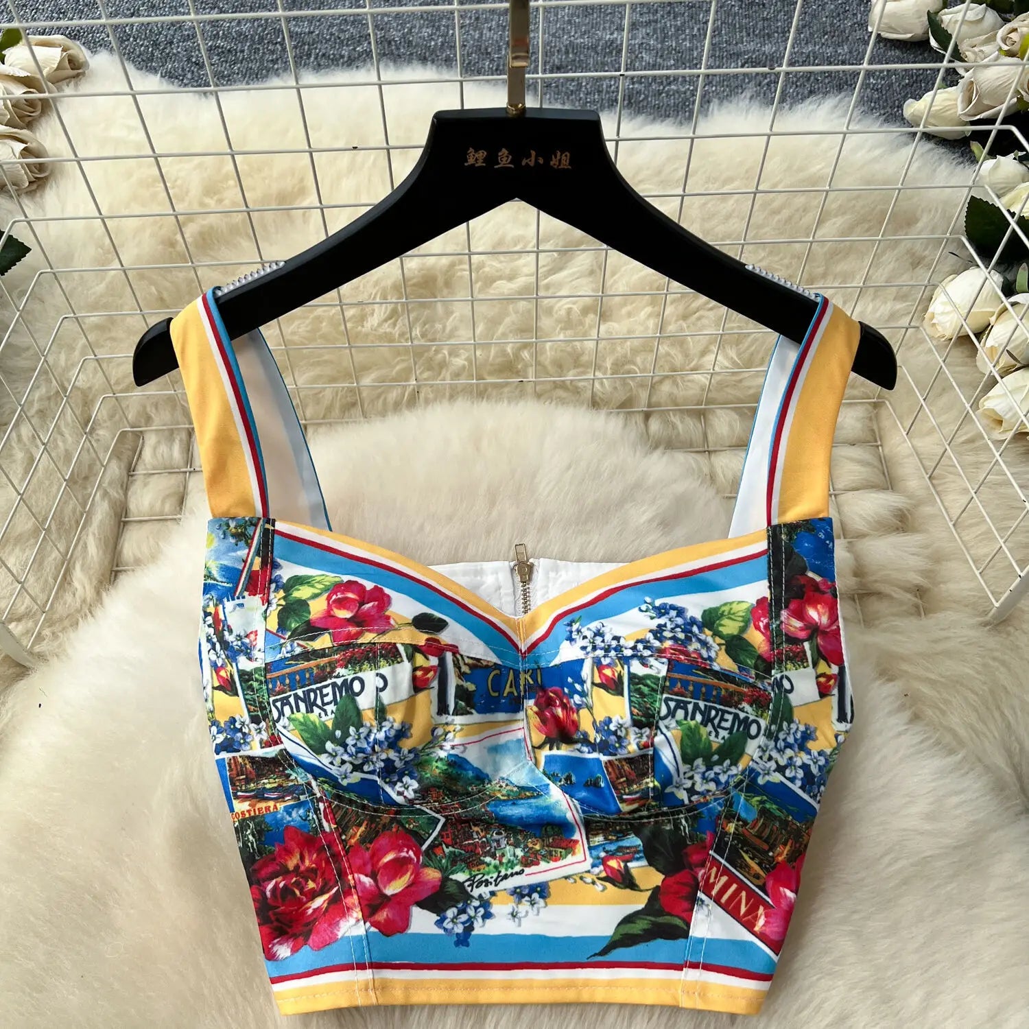 Fashion Summer Holiday Sexy Crop Tops And Mini Short Skirts 2pcs Outfits Women's Purple Flower Print Two Piece Sets