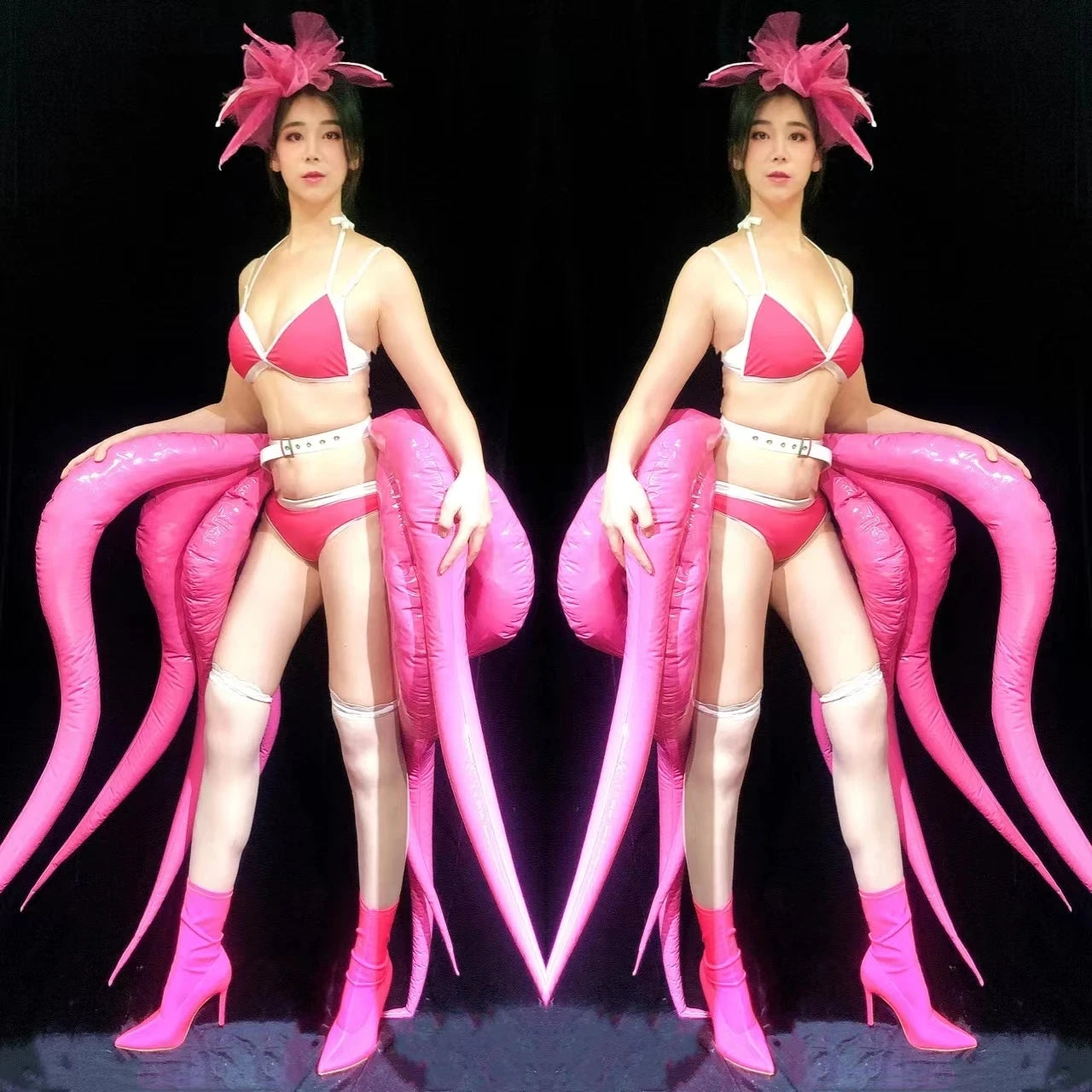 Modern Singer  Party  Show Costume Sexy Pink Octpus Sea animal Oceam Theme Carnival Paradise Cloth