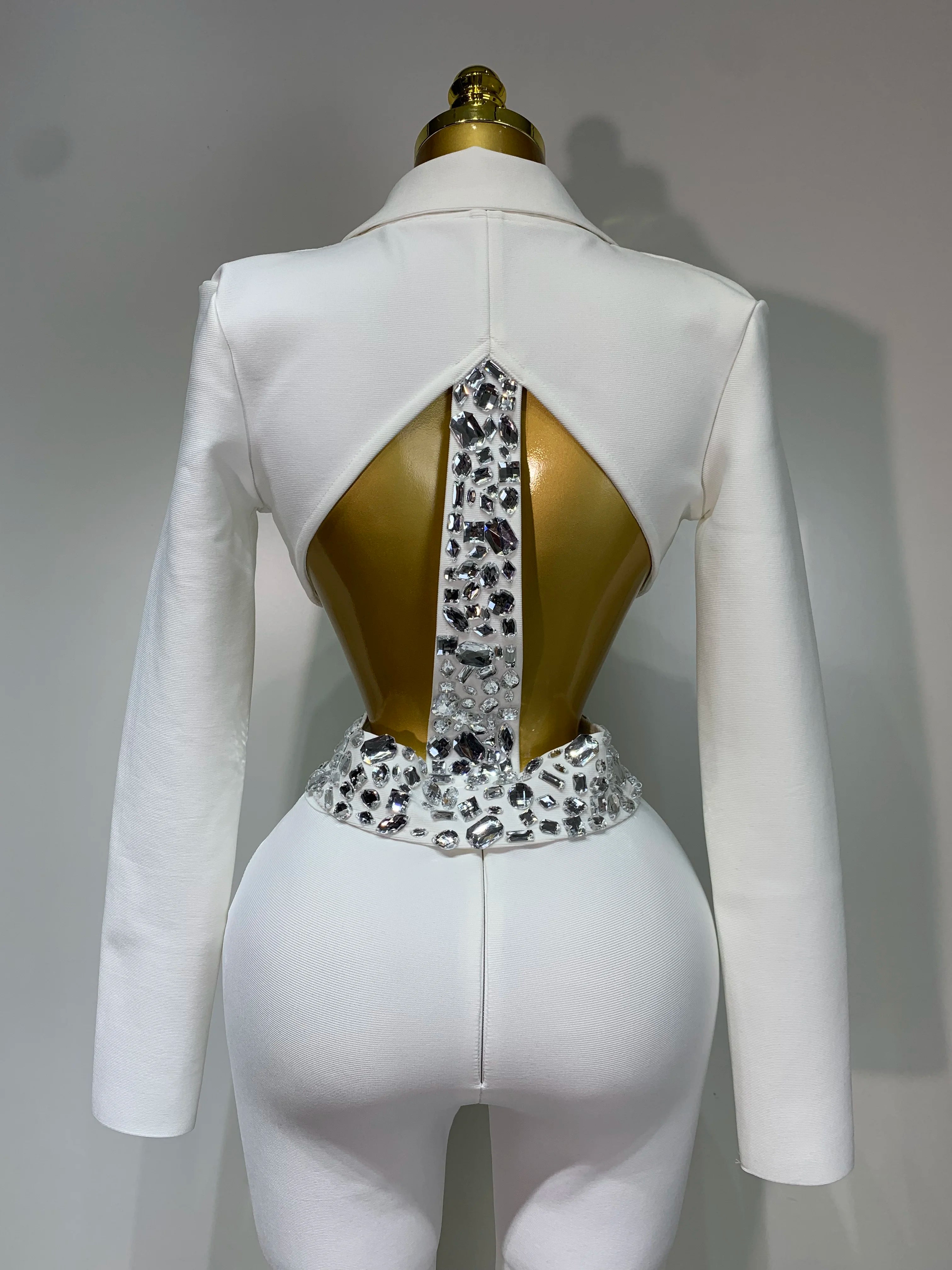 Women Sexy Long Sleeve Beading Bodycon Two Pieces Pants Bandage Set Celebrity Designer Fashion Women's Luxury Birthday Set