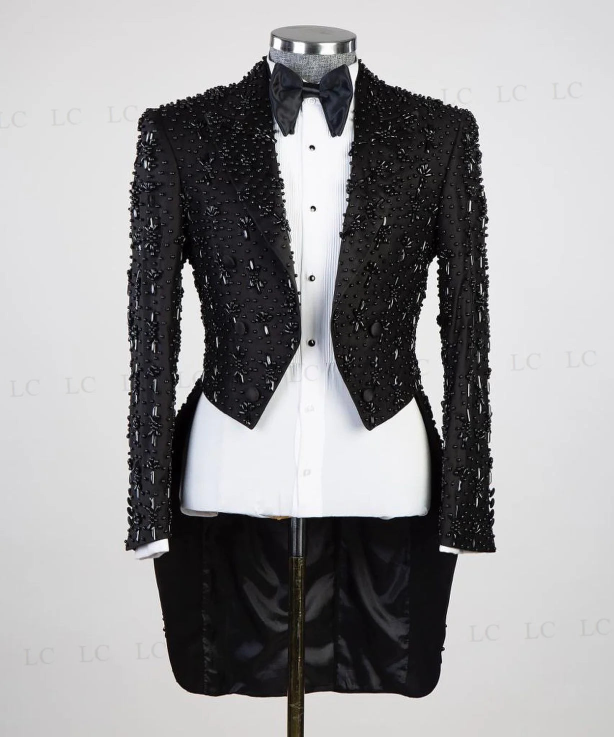 2 Pieces Luxurious Men Suits Crystals Beads Diamonds Tuxedo Pants Slim Fit Formal Wedding Groom Prom Plus Size Costume Homme