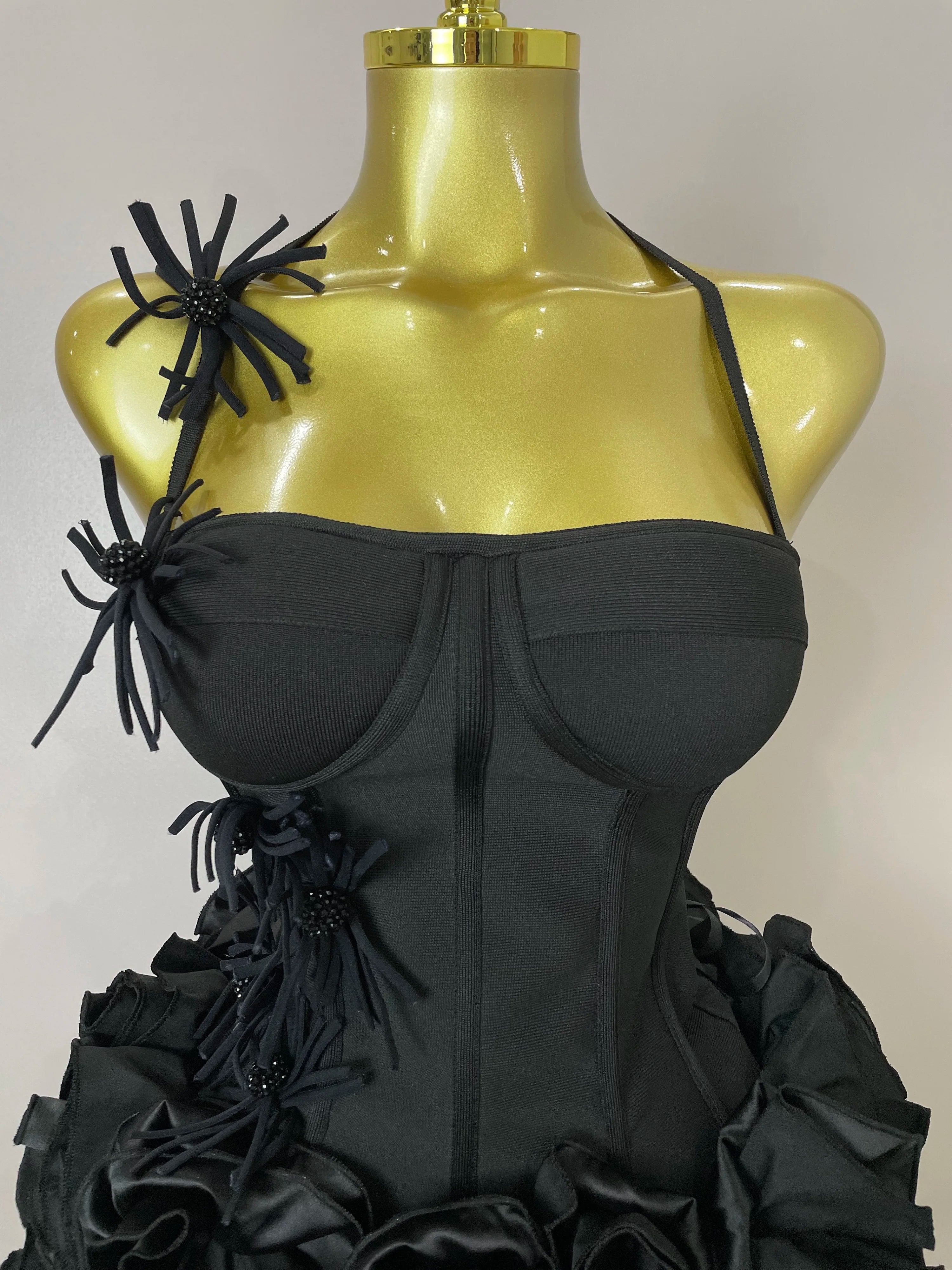 Sculpted Rose Corset Two-Piece Mini Dress - detail view 3