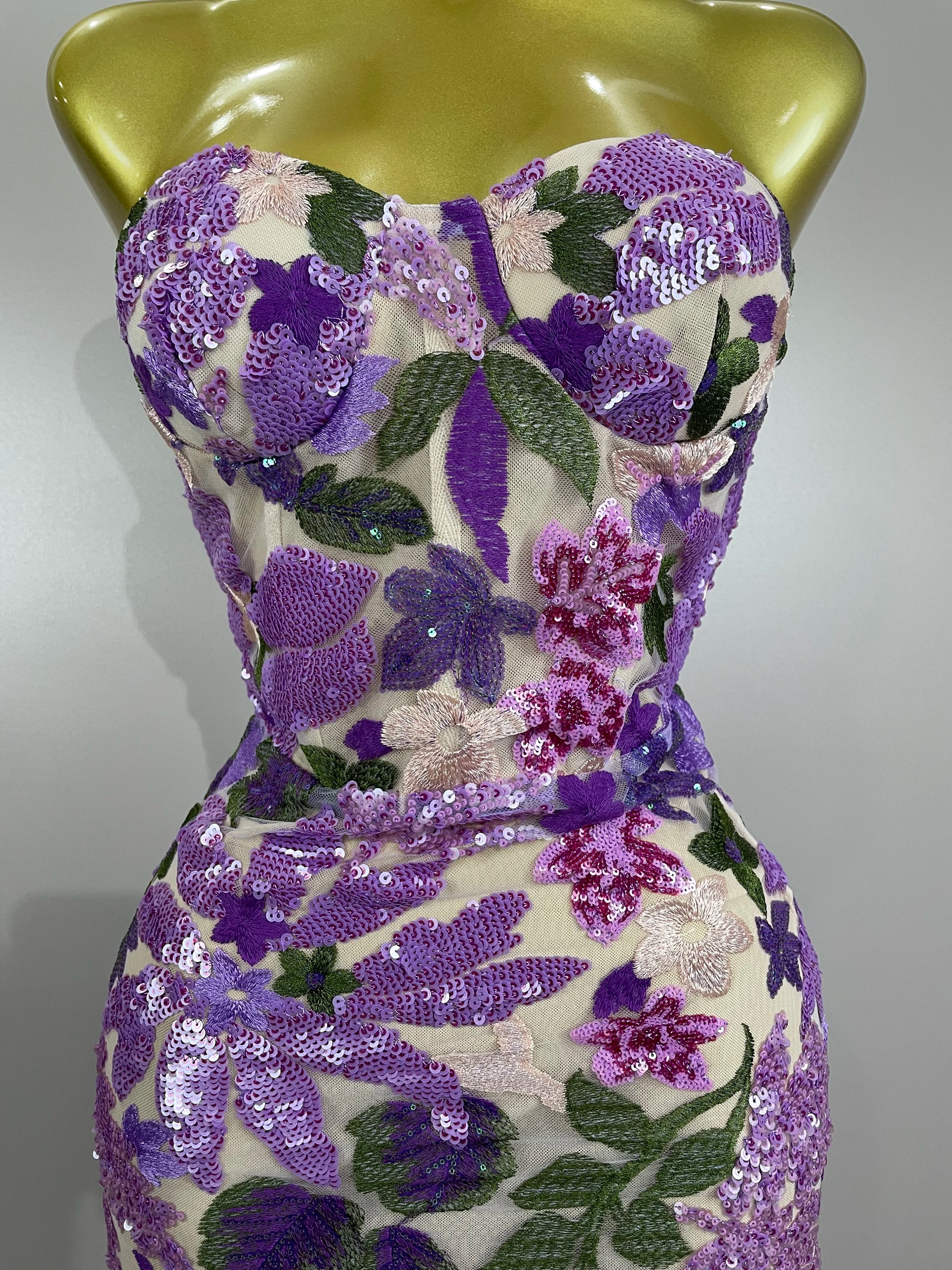 New Sexy Strapless Floral Sequin Long Dress Women Sequins Flower Backless Long Slim Dress Evening Party Runway Gown Dress