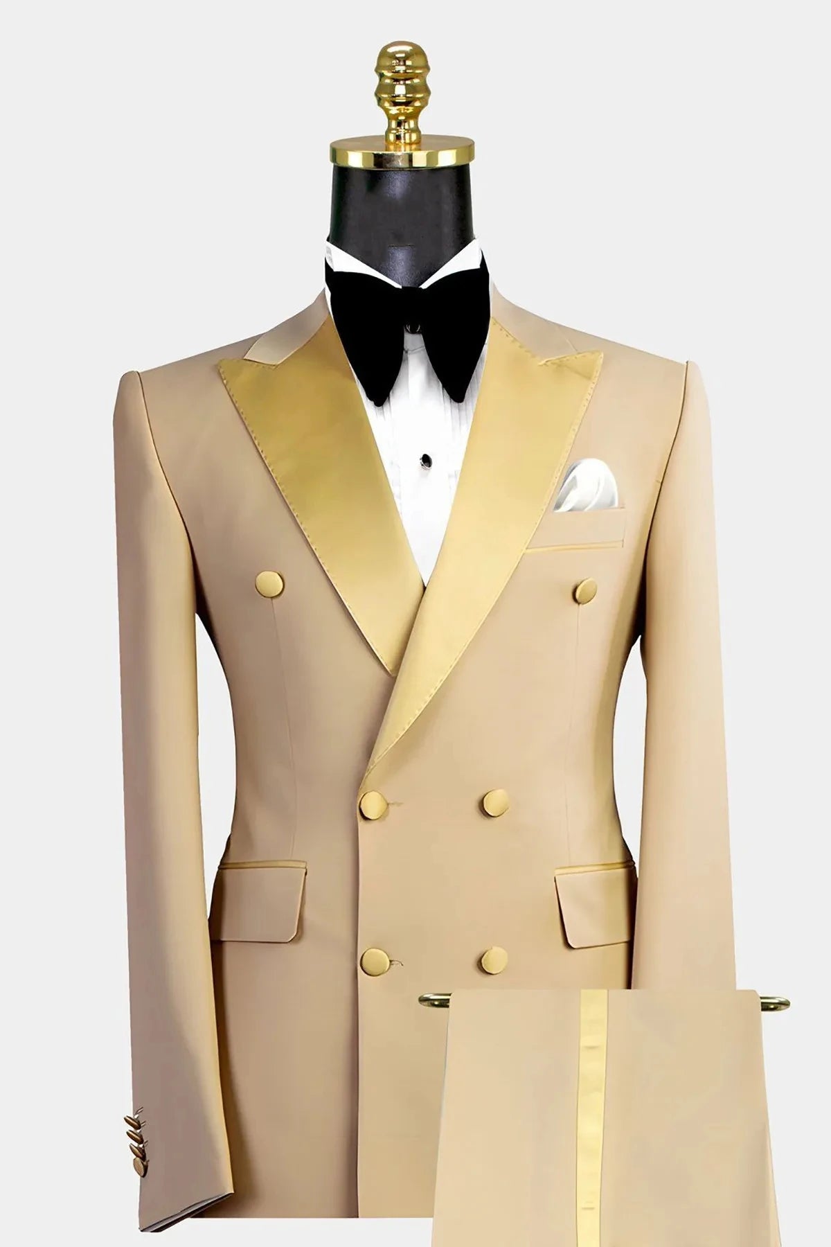 High Fashion 2 Piece Blazer Pants Men Suits Double Breasted Satin Peaked Lapel Formal Wedding Groom Plus Size Custom Tailored