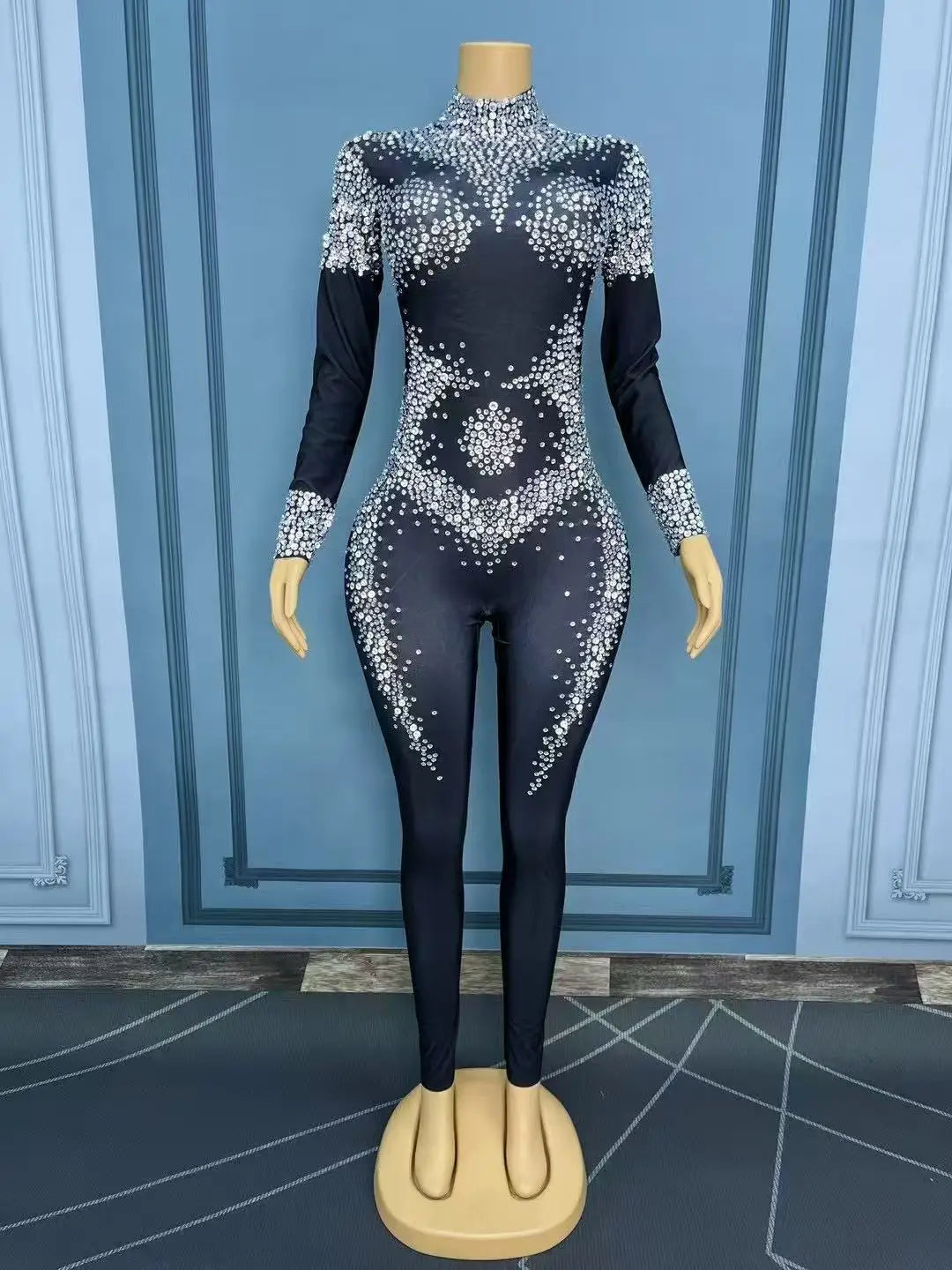 Sexy Luxurious Rhinestones Elegant Jumpsuits Birthday Party Fashion Show Outit Singer Dancer Performance Photoshoot Stage Wear