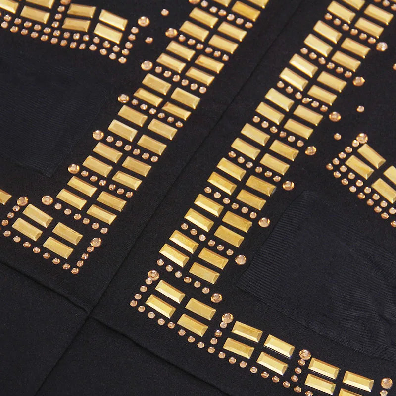 Black Luxury Diamond Pants Jumpsuit Women Fashion Sleeveless Hollow Out Party Bodysuit Elegant Pencil Pant One Pieces