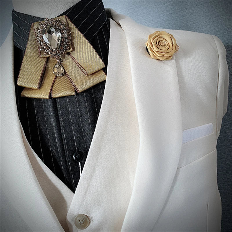 White Gold Wedding Tuxedo for Groomsmen with Shawl Lapel Men Suits 3 Piece Set Jacket Vest with Pants