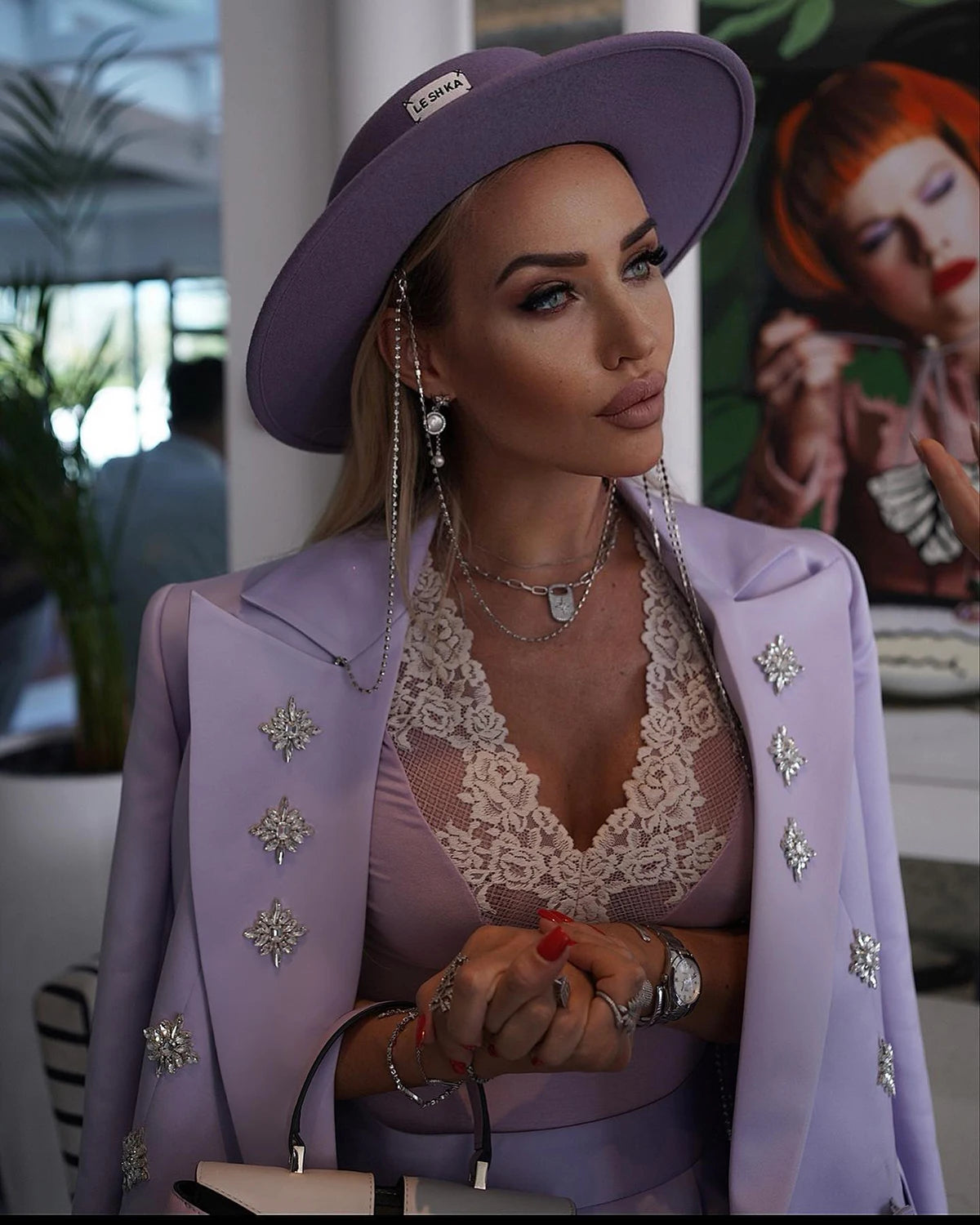 Fashion Show Women Pants Suits Flowers Beading Blazer Sets Double Breated 2 Pieces Custom Made For Lady