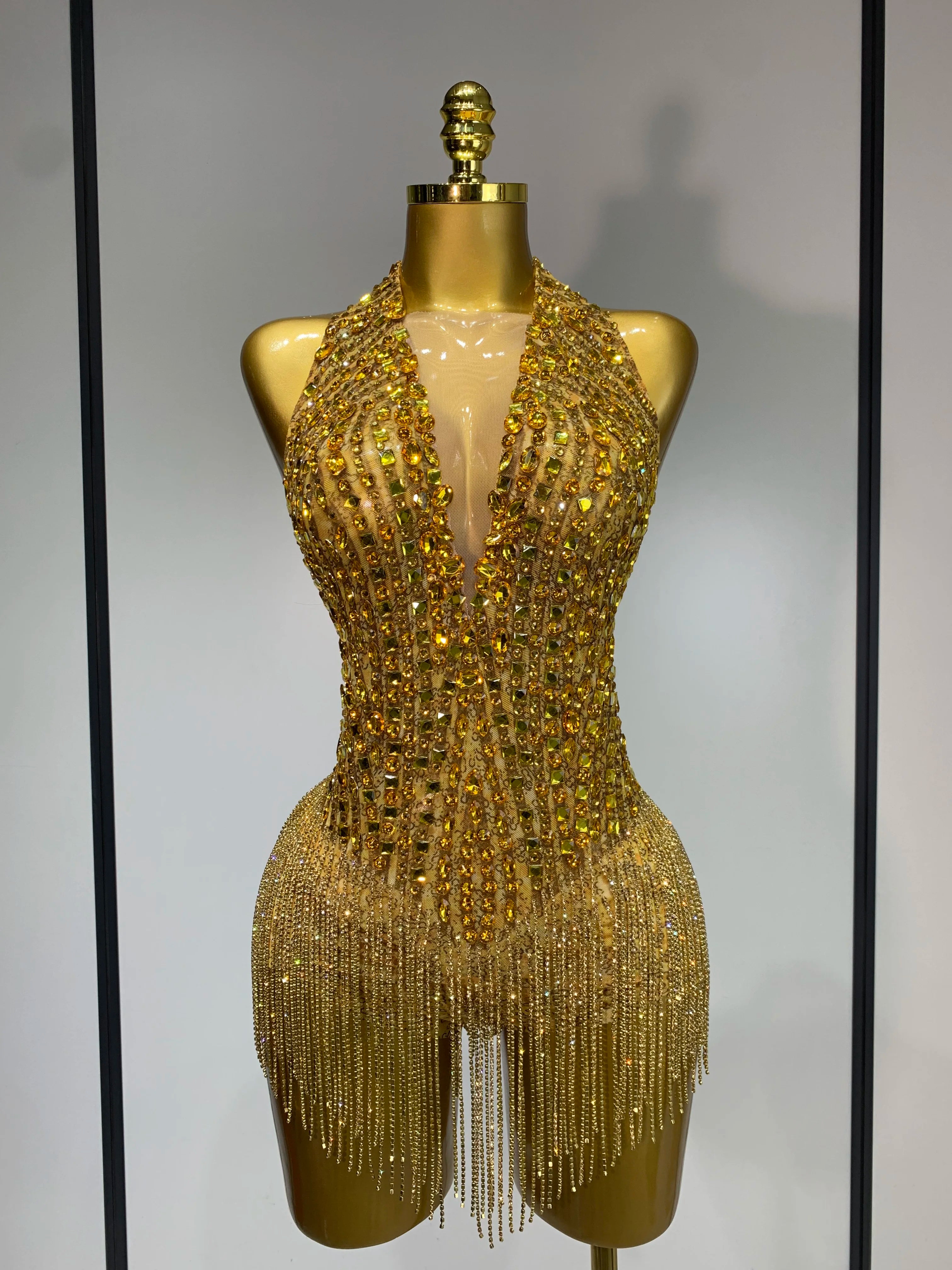 Women Sexy See Through Stretch Bodysuits Birthday Dancer Performance Wear Mesh Luxury Rhinestone Nightclub Hotwife Outfit