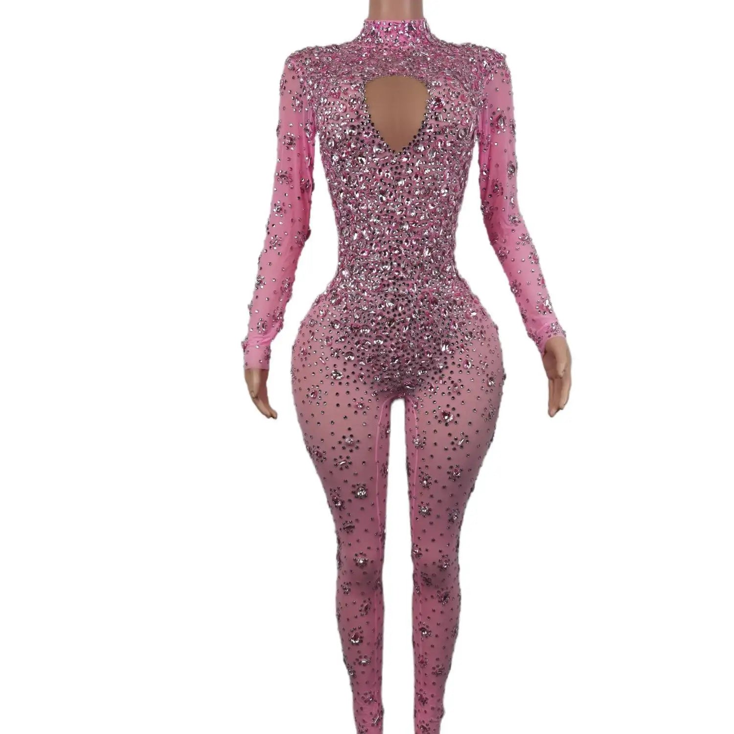 Luxury Diamond Crystal Bodycon Jumpsuits Showgirl Festival Outfit Dancer Bodysuit Women Birthday Celebrate Party Rhinestone Wear