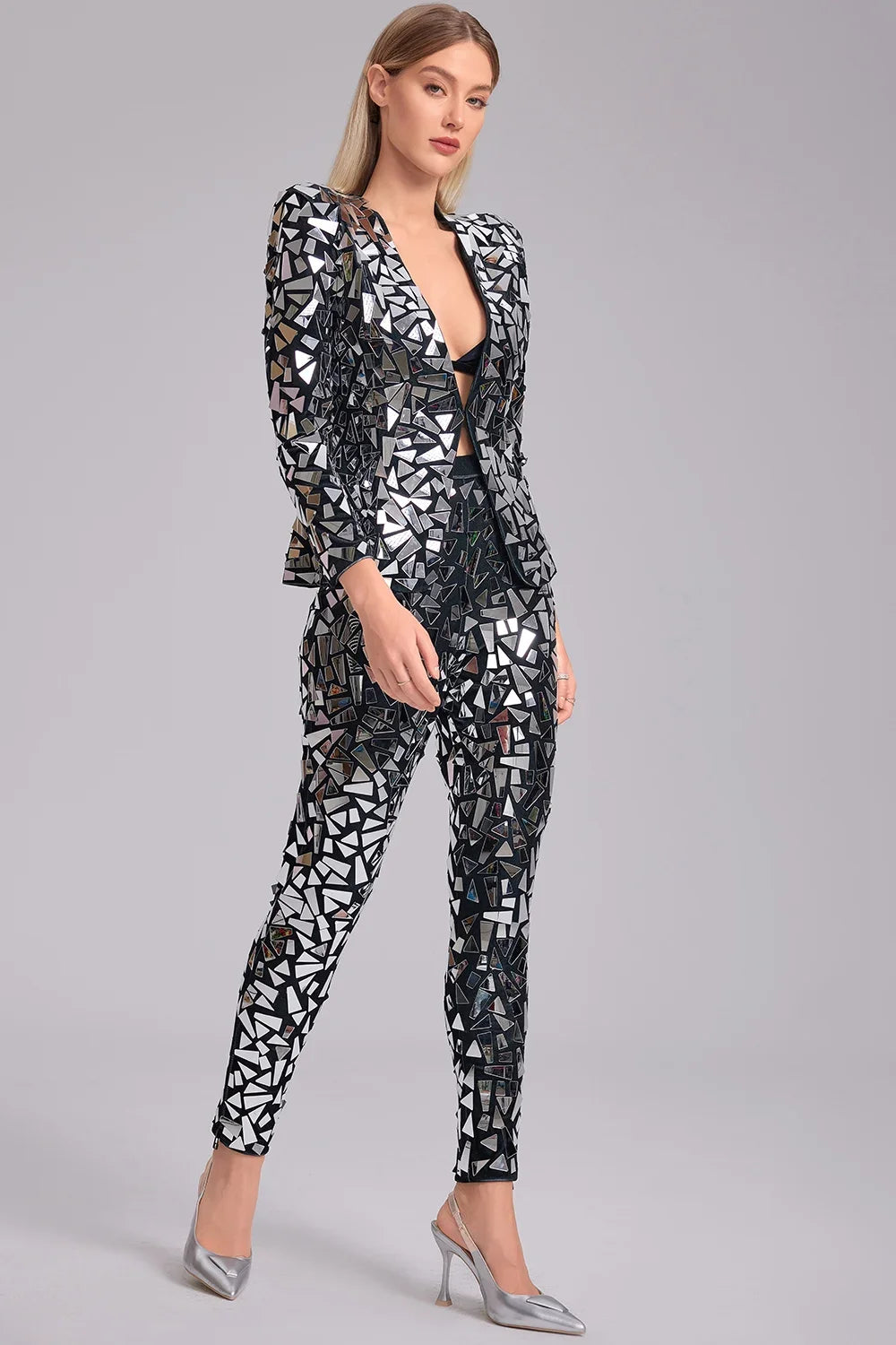 Mirror Sequin Tailored Two-Piece Suit - detail view 7