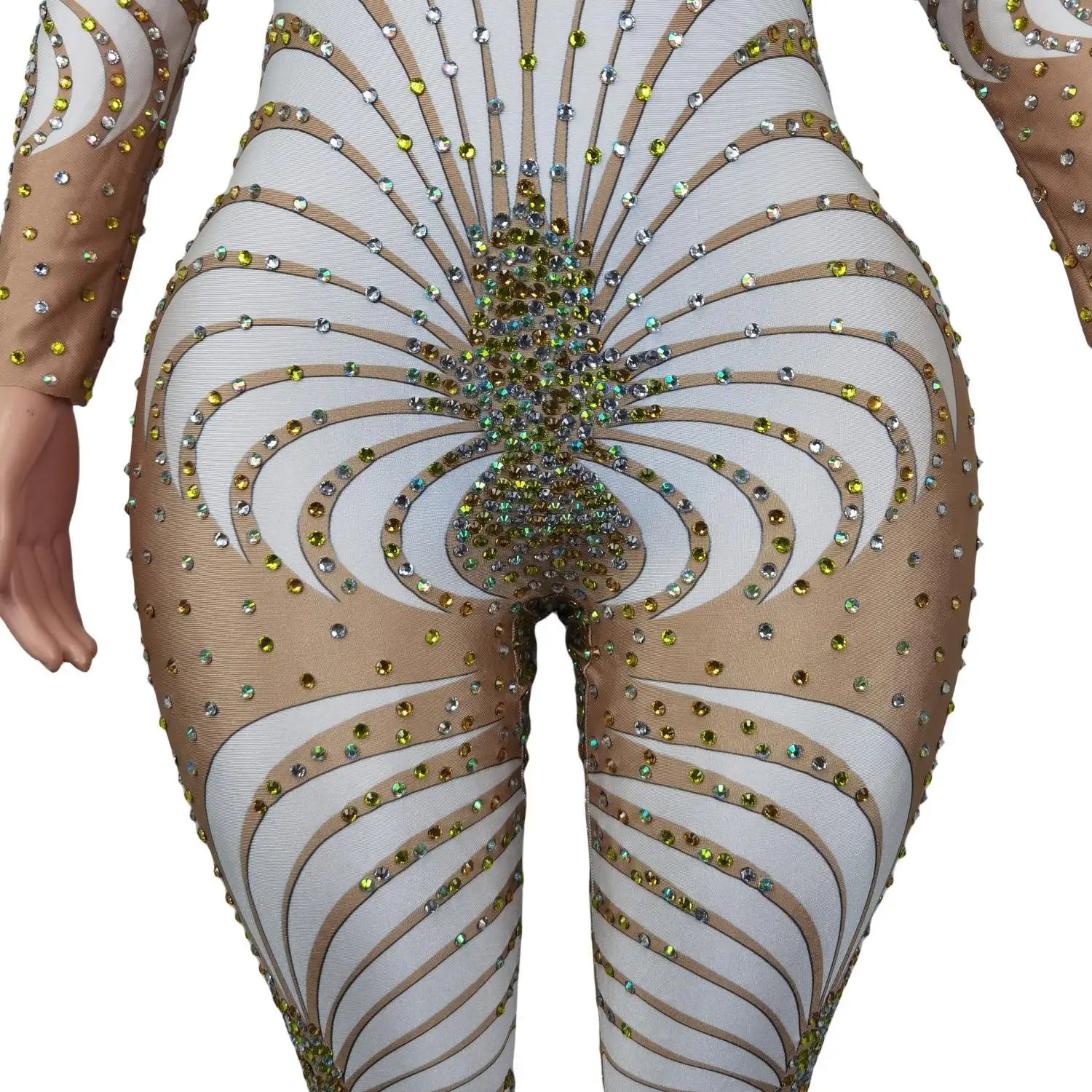 Sparkly Crystals Long Sleeves Jumpsuit Birthday Party Celebrate Costume Women Dance Prom Party Photo Shoot Jumpsuit