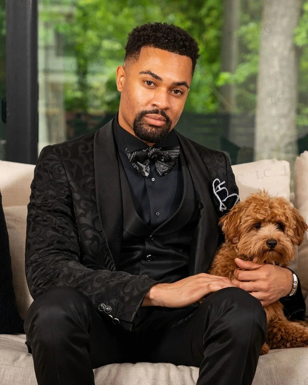 Floral Jacquard Slim Fit Wedding Groom Men Suits 3 Piece Blazer Vest Pants One Button Tuxedo Formal Prom Plus Size Tailored