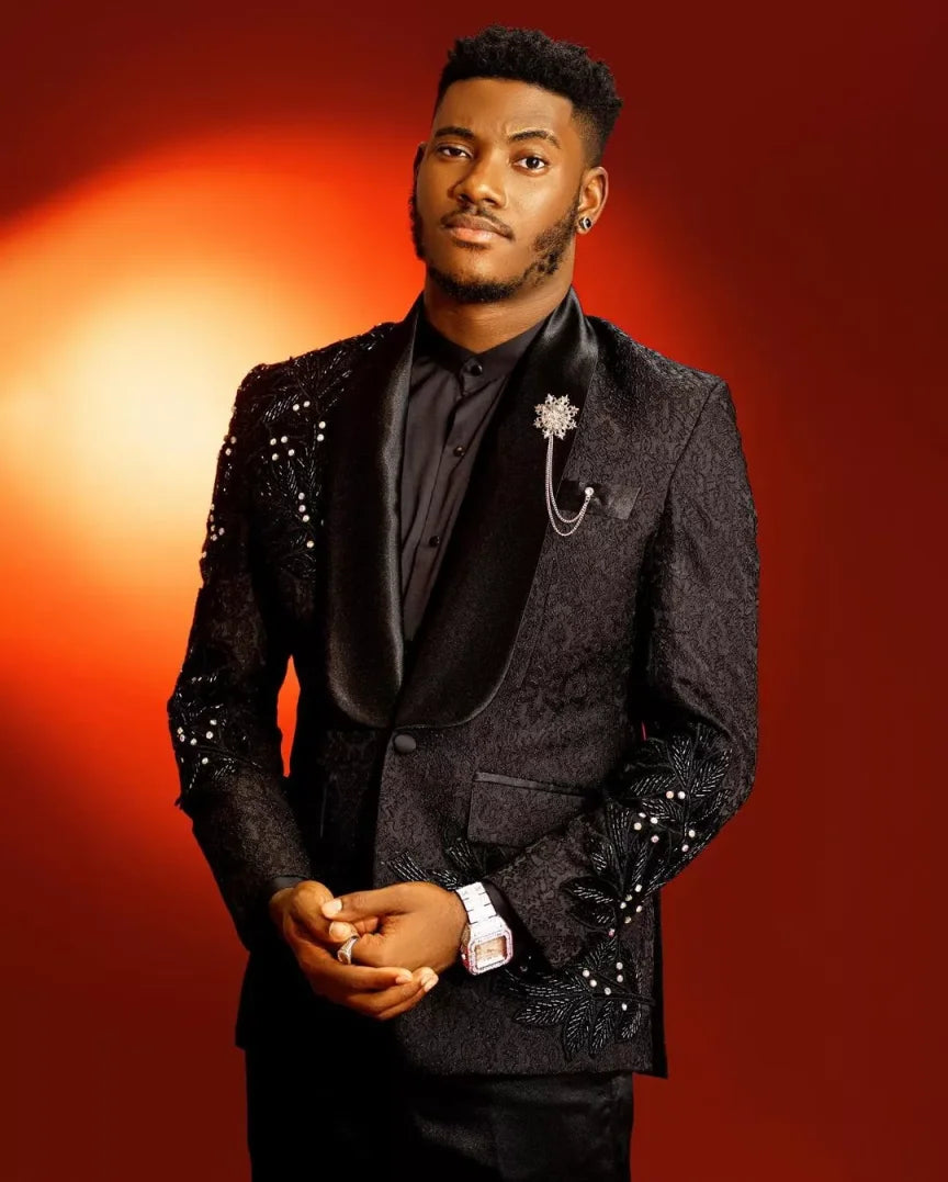 Fashion Wedding Men Suits New Crystal-Beads Tailor-Made Groom 2-Pieces Coat Pant Formal Occasions Party Singer Customized