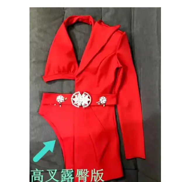 Sexy Asymmetric Blazer Bikini Dance Outfit Nightclub Bar Singer Dancer Group Stage Performance Clothes Modern Jazz Dance Costume