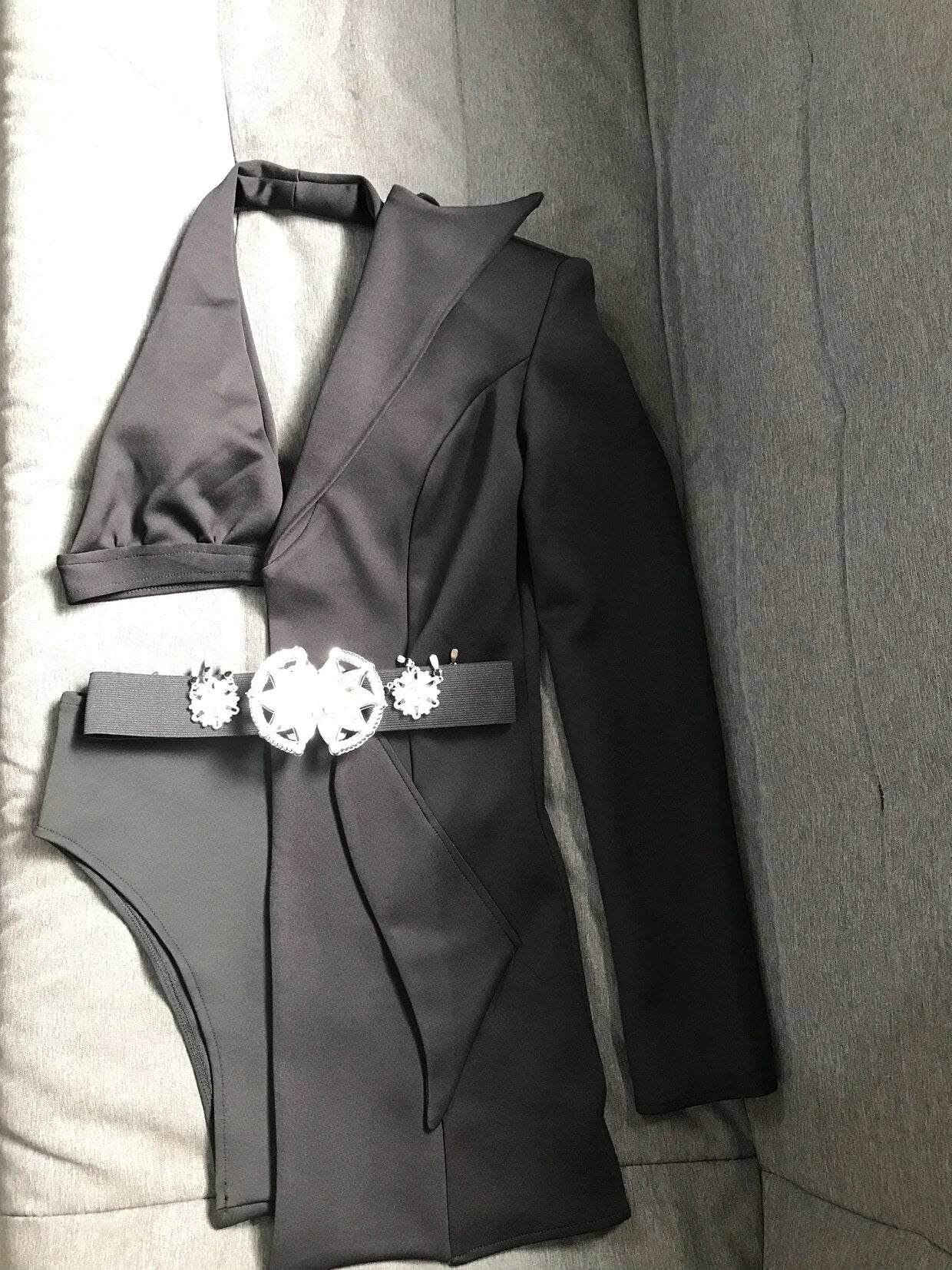 Sexy Asymmetric Blazer Bikini Dance Outfit Nightclub Bar Singer Dancer Group Stage Performance Clothes Modern Jazz Dance Costume