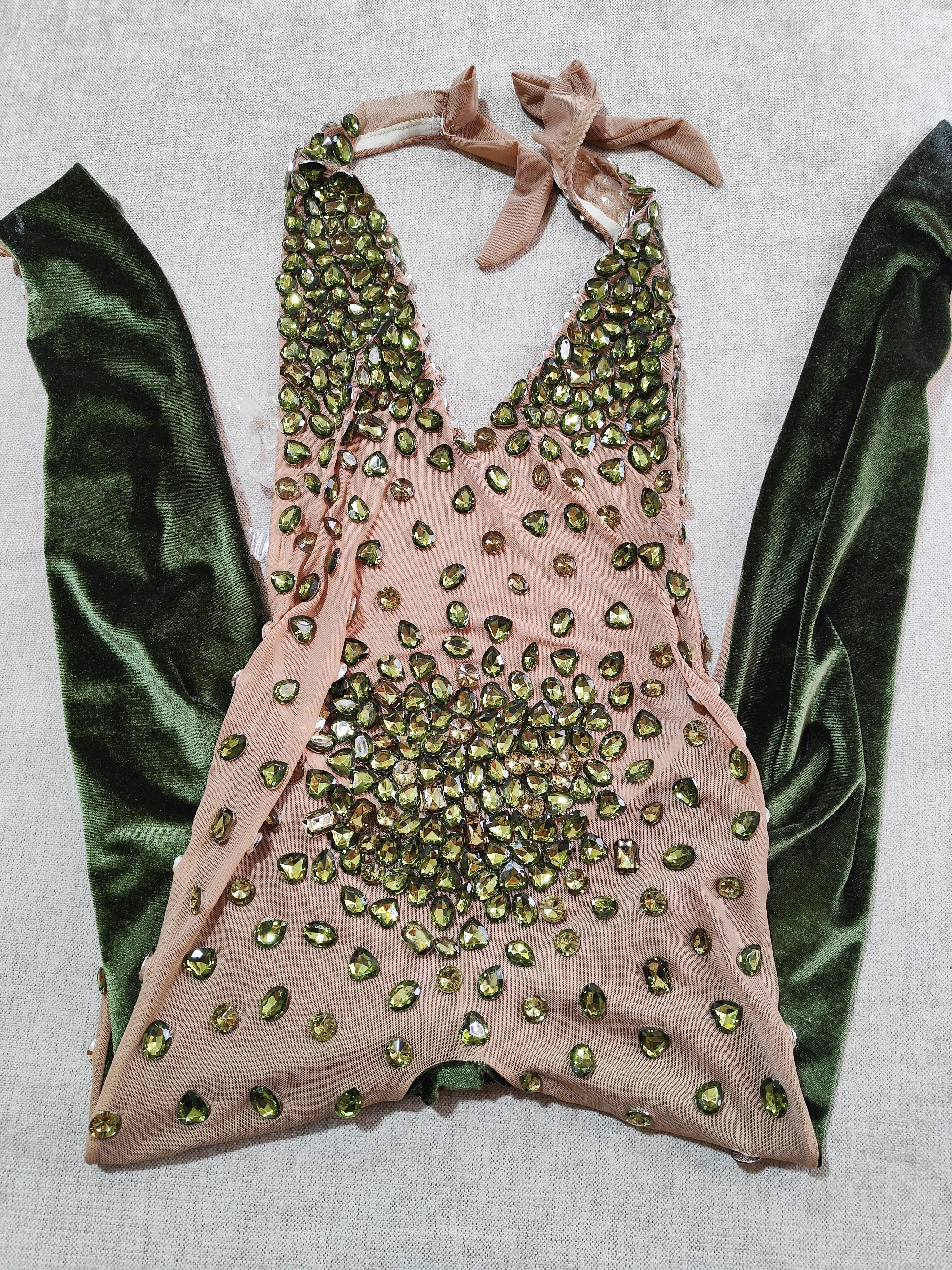 Sexy Big Stones Jumpsuit Dance Velvet Mesh Transparent Rompers Nightclub Bodysuit Costume Birthday Prom Show Sleeveless Bodysuit