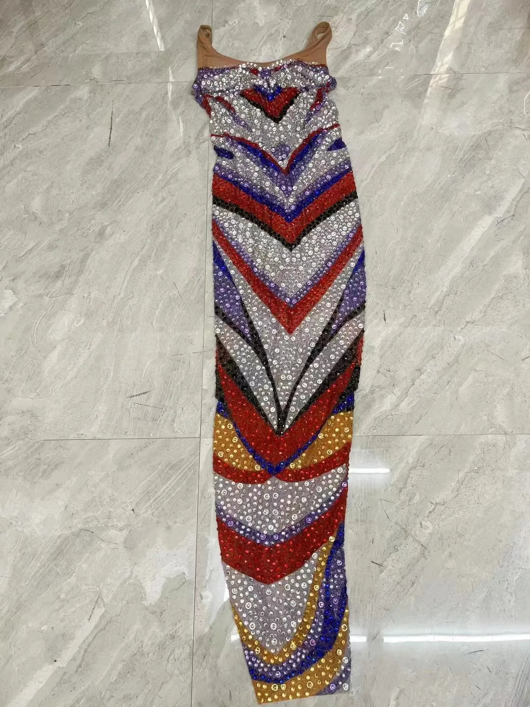 Sexy Colorful Rhinestones Stretch Sleeveless Dress Birthday Party Dance Crystals Outfit Singer Performance Photo Shoot Dress
