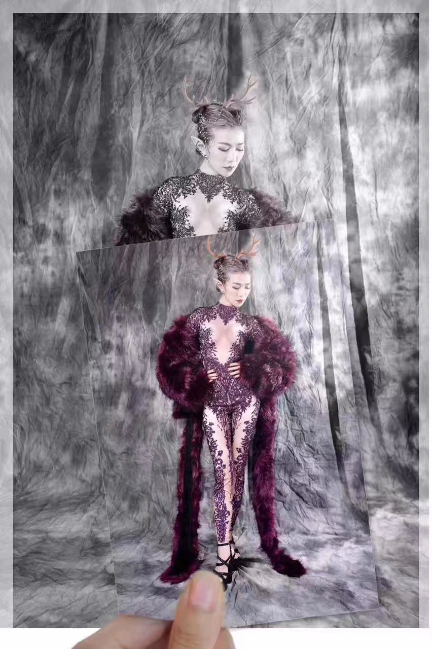 Sexy Crystals Jumpsuits Women Stretch Skinny Jumpsuit Party Rhinestone Rompers Nightclub Jazz Singer Costumes Pole Dance Clothes