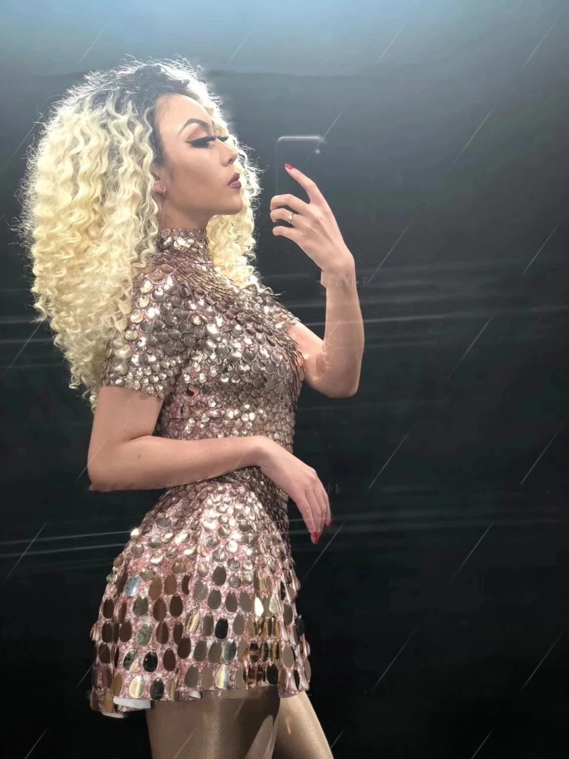 Sexy Nightclub Leotard Shining Lovely Sequins Mini Dress Costume Celebrate Rhinestone Bodysuit Birthday Silver Dresses