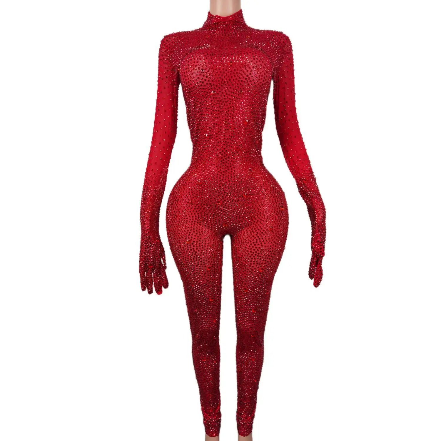 Sexy Purple Rhinestone Jumpsuit Women Singer Dancer Stretch Bodysuit One-piece Costume Outfit Party Performance Jumpsuit