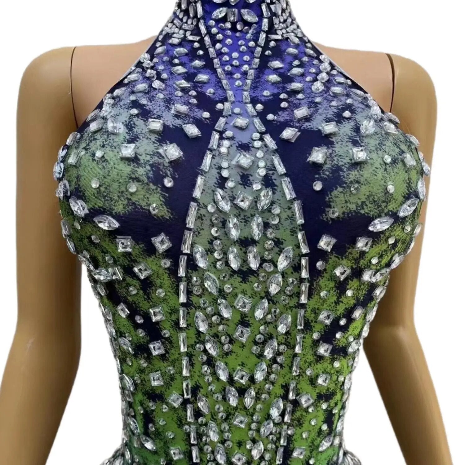 Sexy Rhinestones Crystals Fringes Leotard Birthday Celebrate Sleeveless Singer Bodysuit Women's Backless Outfit Haixing