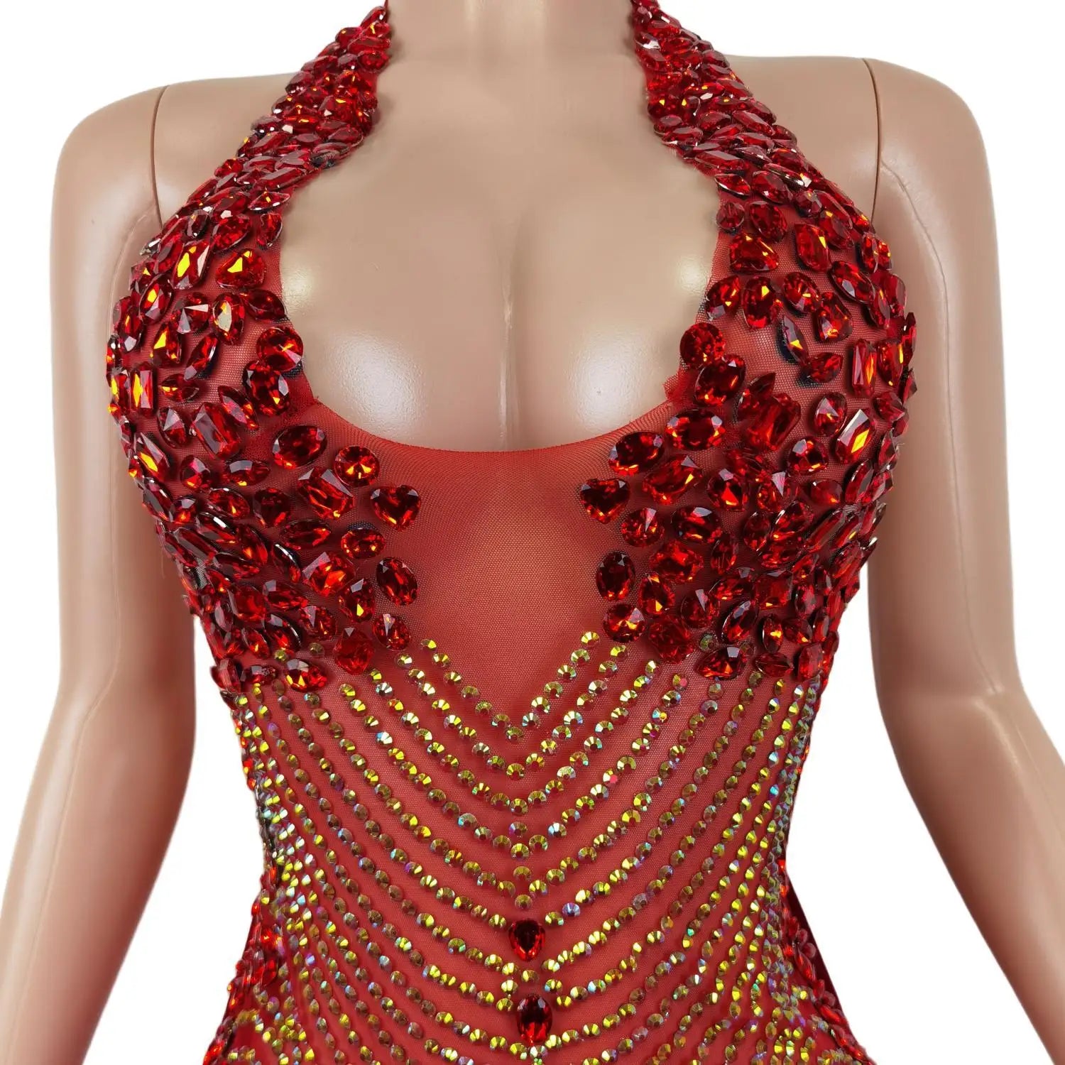 Sexy See Through Luxury Red Beaded Crystals Dresses African Black Girls Short Prom Dresses for Birthday Party