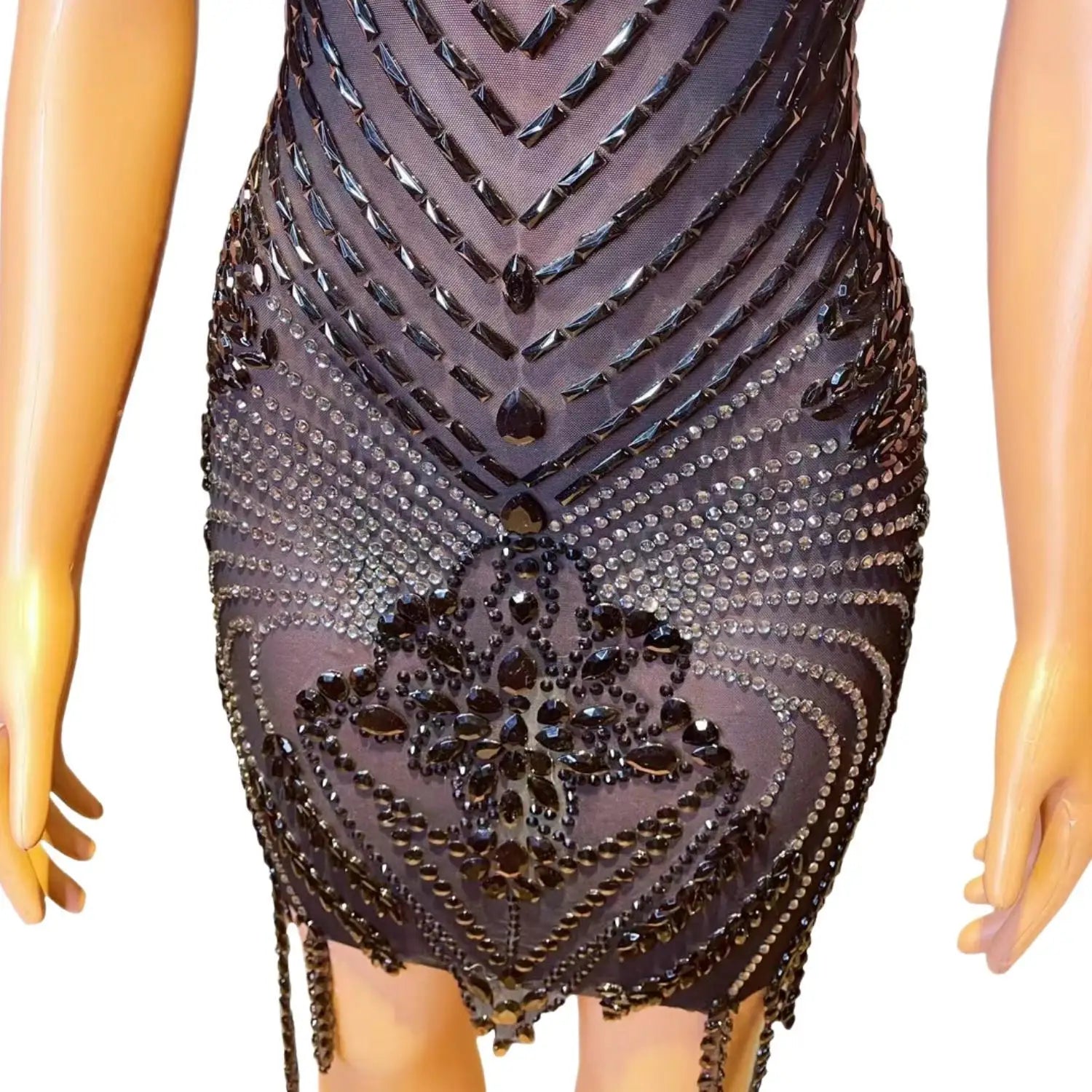 Sexy See Through Sleeveless Women Dresses Birthday Party Homecoming Gowns Black Girls Crystals Short Prom Dresses