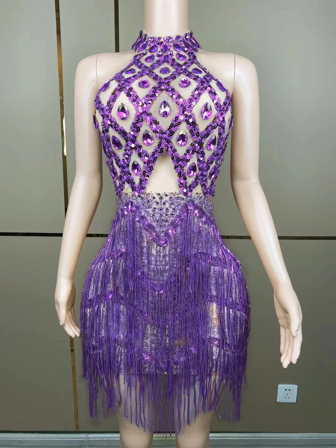 Halter Backless Sparkly Pink Sequined Short Prom Dress