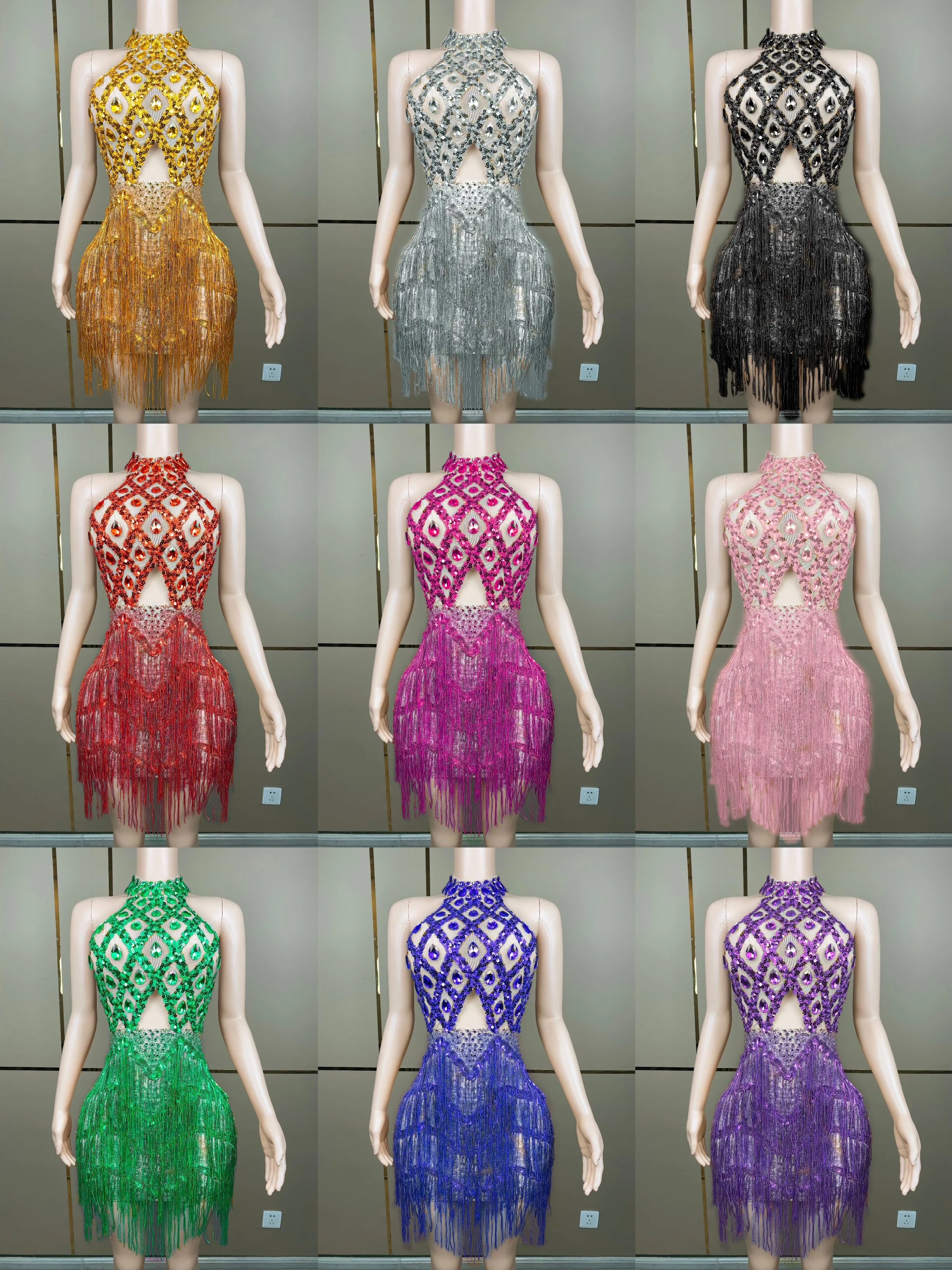 Halter Backless Sparkly Pink Sequined Short Prom Dress