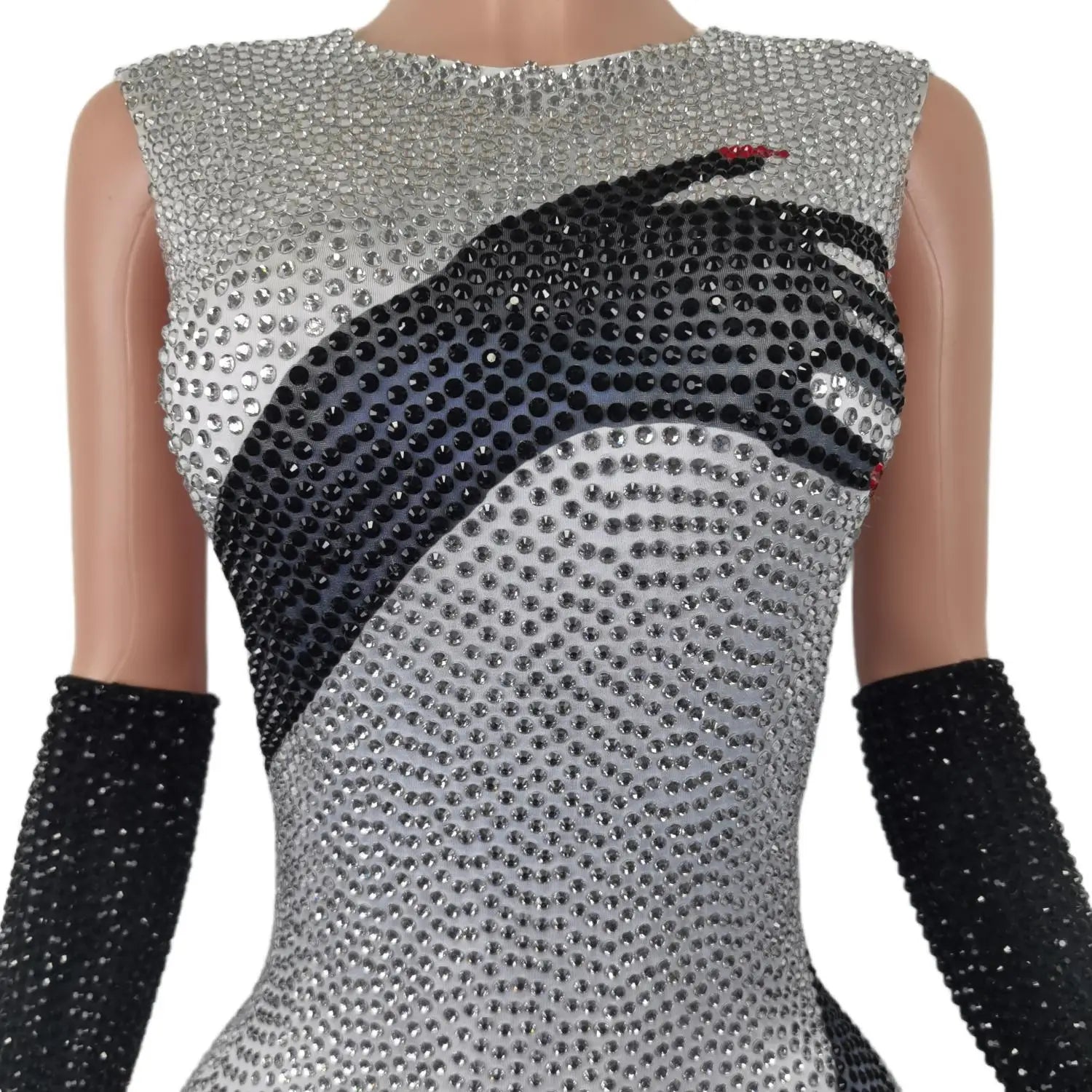 Sexy Shiny Rhinestone Women Jumpsuit Gloves Pole Dancing Costume Party Carnival Rave Outfit Drag Queen Performance Wear 