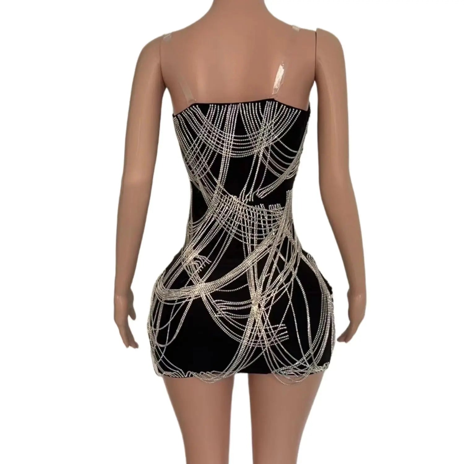 Sexy Women Birthday Sparkly Rhinestone Short Dress See Through Crystals Sleeveless Date Party Singer Performance Costume