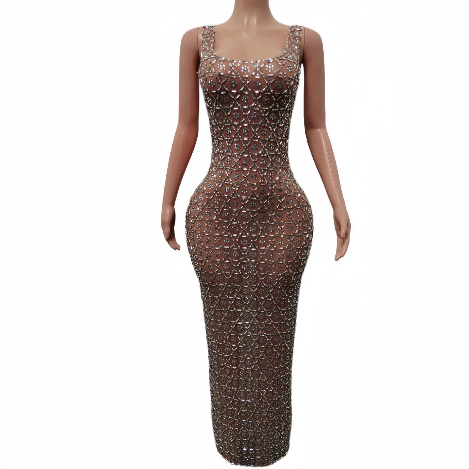 Sexy Women Sparkly Crystals Luxury Beaded See Through African Women Birthday Party Gowns Black Girl Long Prom Dresses