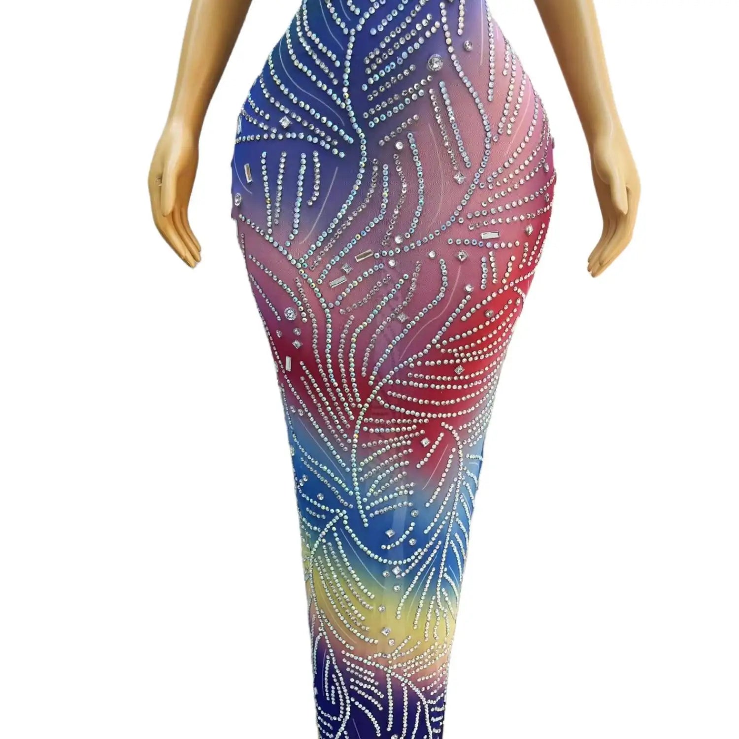 Sexy luxurious Birthday Celebrate Dresses Women Colorful Rhinestones Dress Crystals Mesh Black Girls Long Prom Dress