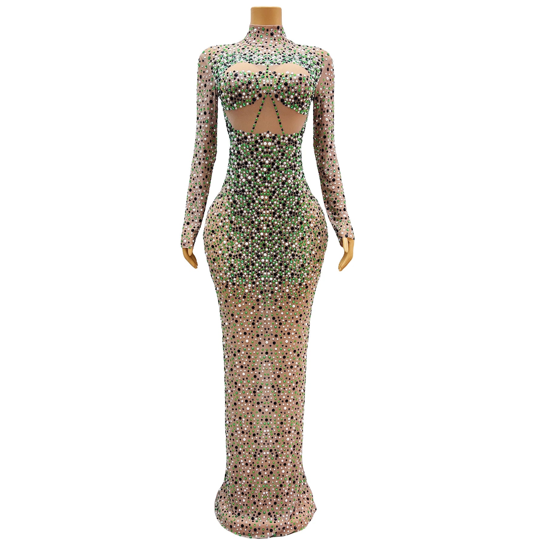 Sexy luxurious Birthday Celebrate Green Black Rhinestones Dress Crystals Design Transparent Plus Size