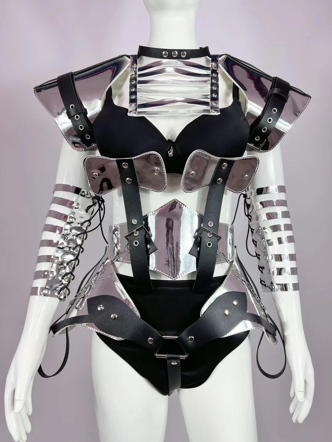 Silver Black Gold Helmet Armor Dance Performance Costume Outfit Party Cosplay Celebrate Costumes Stage Show Collections