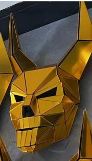 Silver Mirror 3d Horned Demon Mask Cosplay Leopard Tiger Helmet Rave Animal Headdress Music Festival DJ Mask Club Dance Props