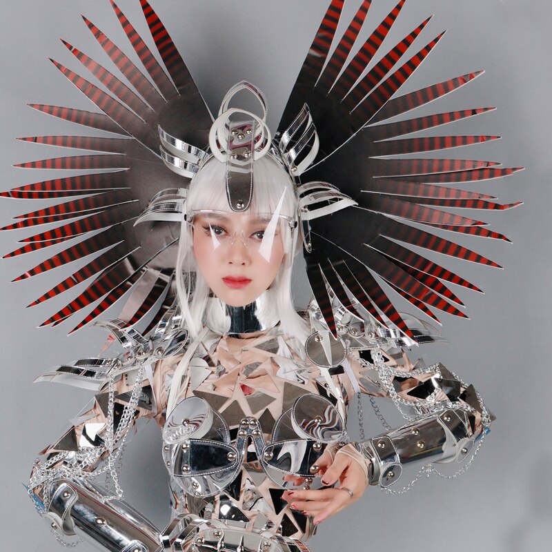 Silver Mirrors Jumpsuit Women Cosplay Gogo Dancer Costumes Festival Rave Outfit Party Ds Dj Stage Performance Clothing