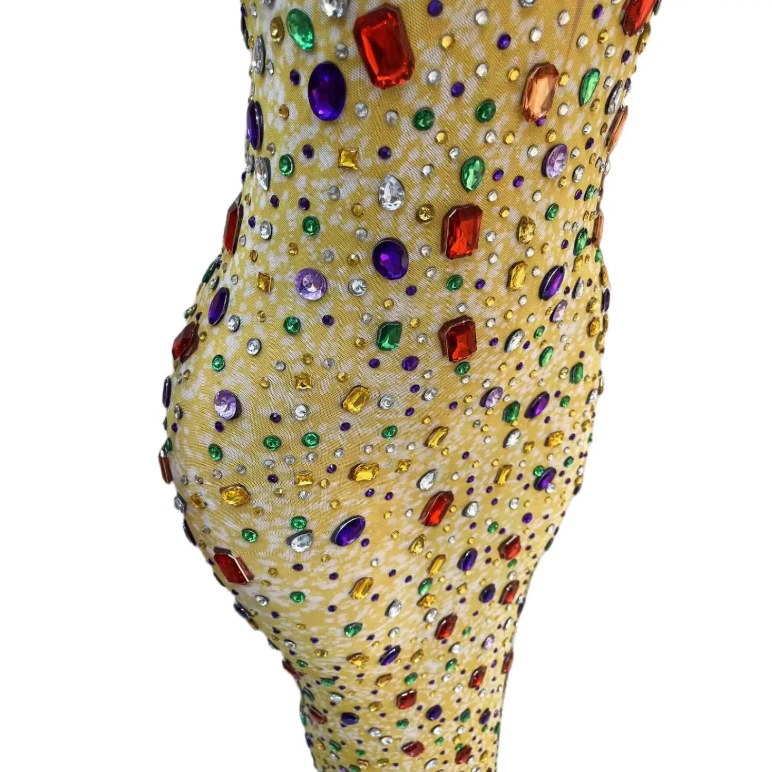 Sparkly Colorful Crystals Luxury Diamond Women Birthday Party Gowns Sexy Sheer Mesh Black Girl Long Prom Dresses