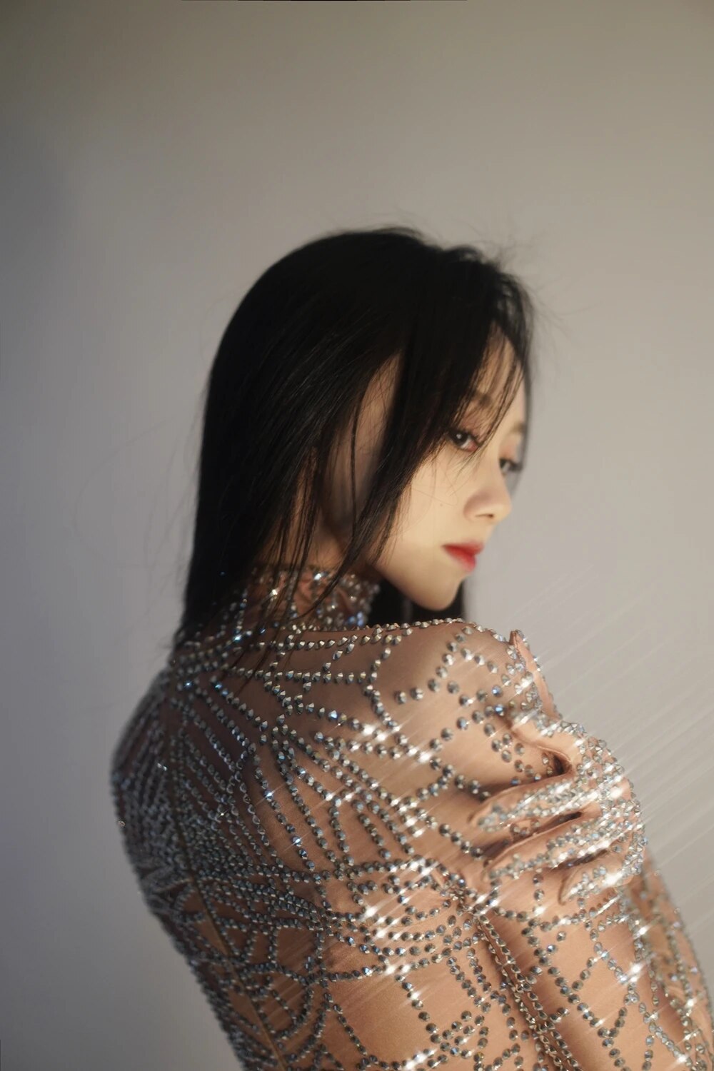 Sparkly Full Silver Rhinestones Stretchy Jumpsuit Gloves Women Sexy Tights Performance Dance Costume Singer Show Stage Wear