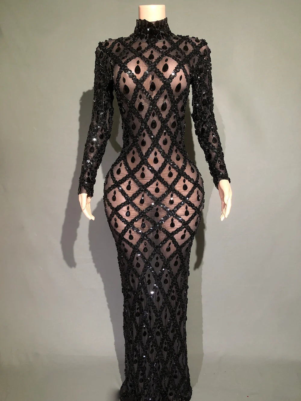 Sparkly Purple Diamonds Mesh Celebrate Evening Wedding Prom Birthday Dress Sexy Photoshoot Long Dress Stage Performance Costume