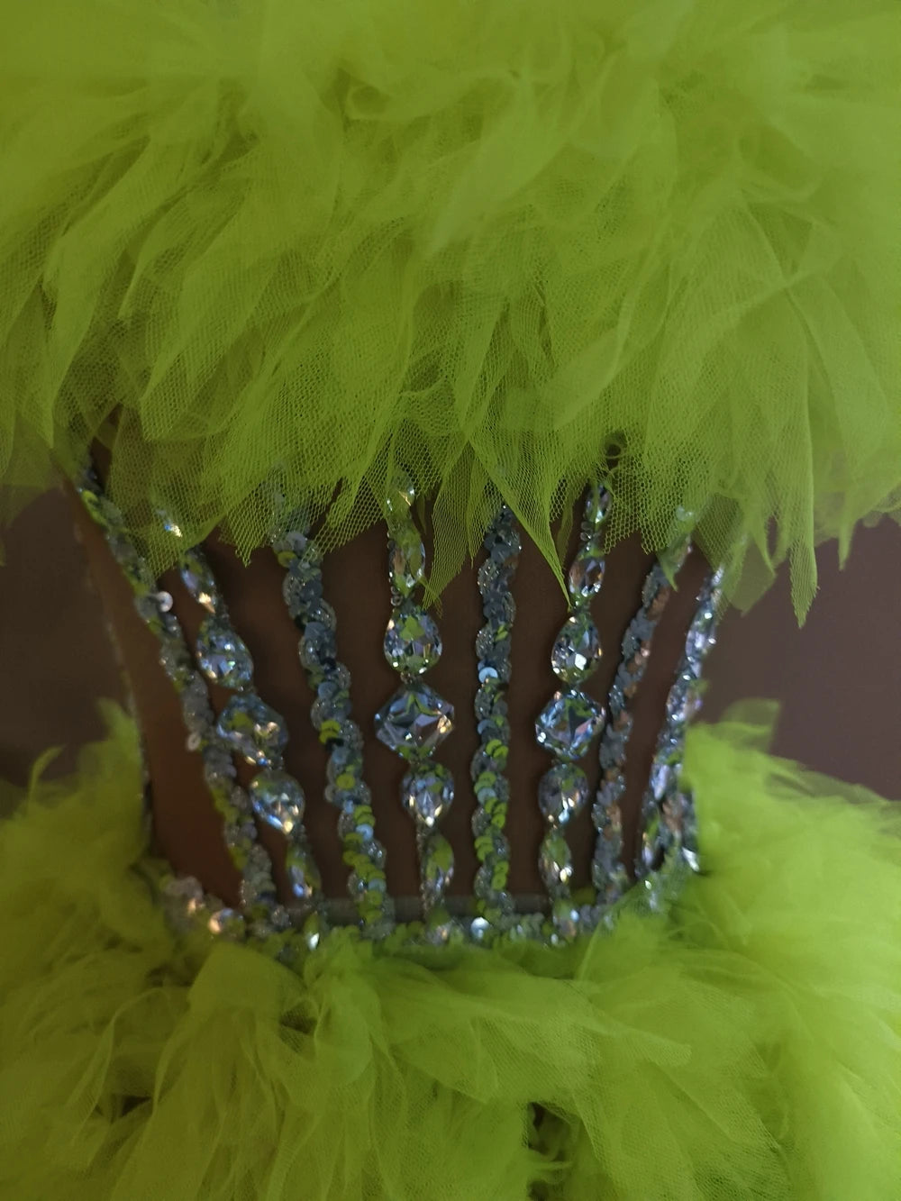 Sparkly Rhinestones Sequins Tube Tutu Mesh Dresses for Women Sexy Birthday Party Prom Evening Dress Photo Shoot Wear