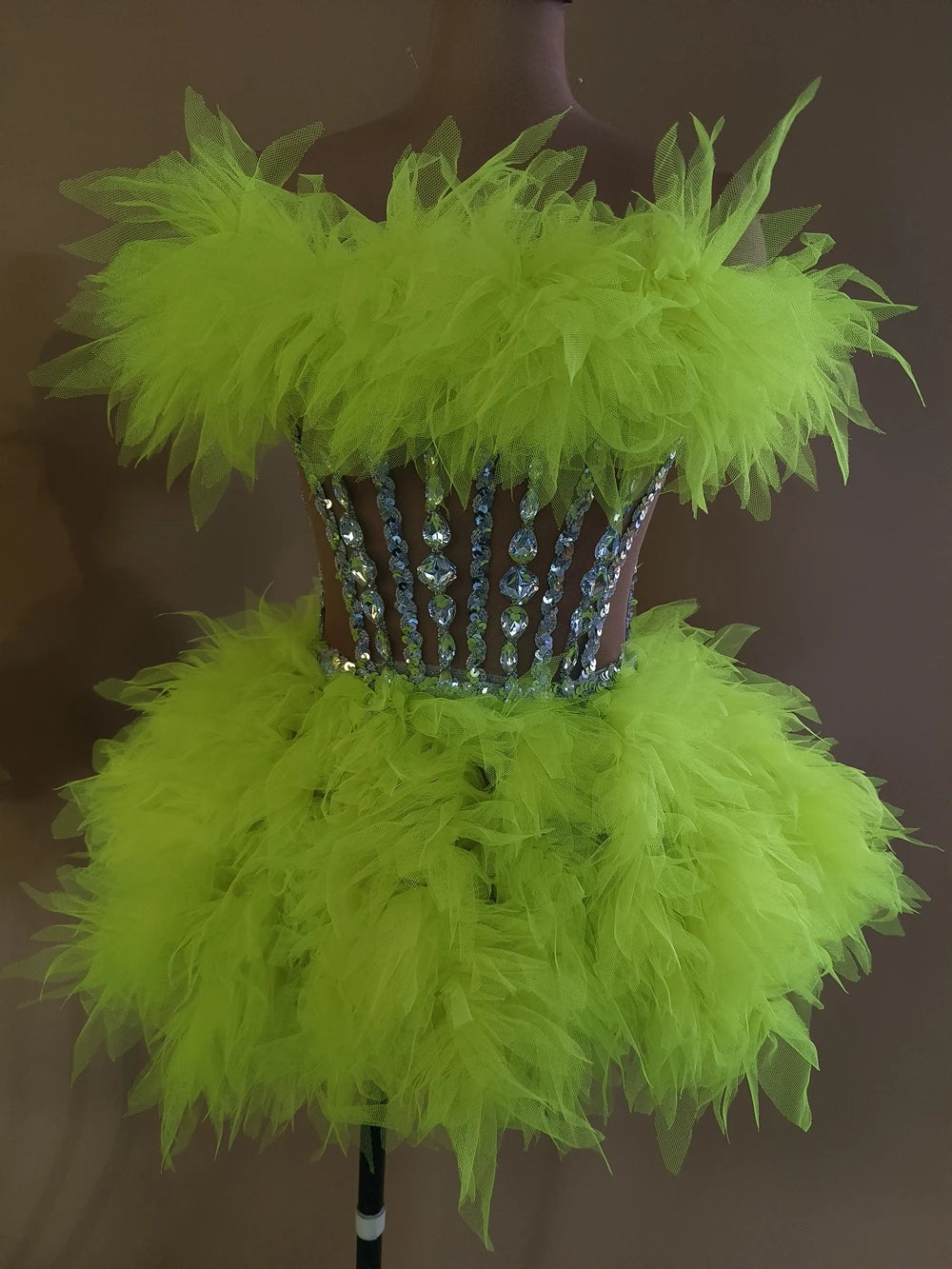 Sparkly Rhinestones Sequins Tube Tutu Mesh Dresses for Women Sexy Birthday Party Prom Evening Dress Photo Shoot Wear